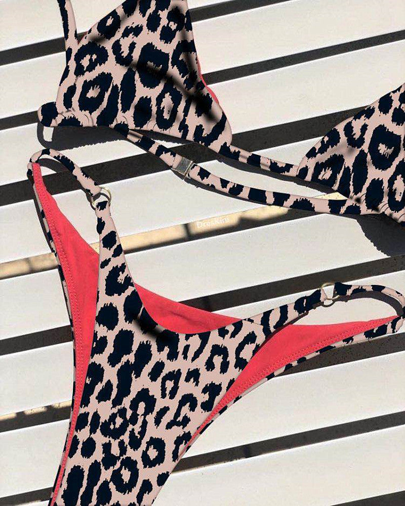 Three-Point Bikini Sexy Leopard Print Swimsuit Special Suit