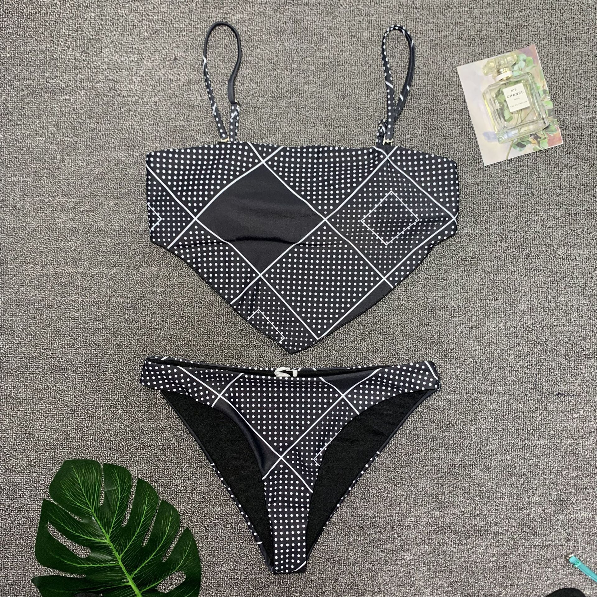 Swimsuit Chest Pocket Printed Bikini Sexy Women Multi-color Split Swimsuit