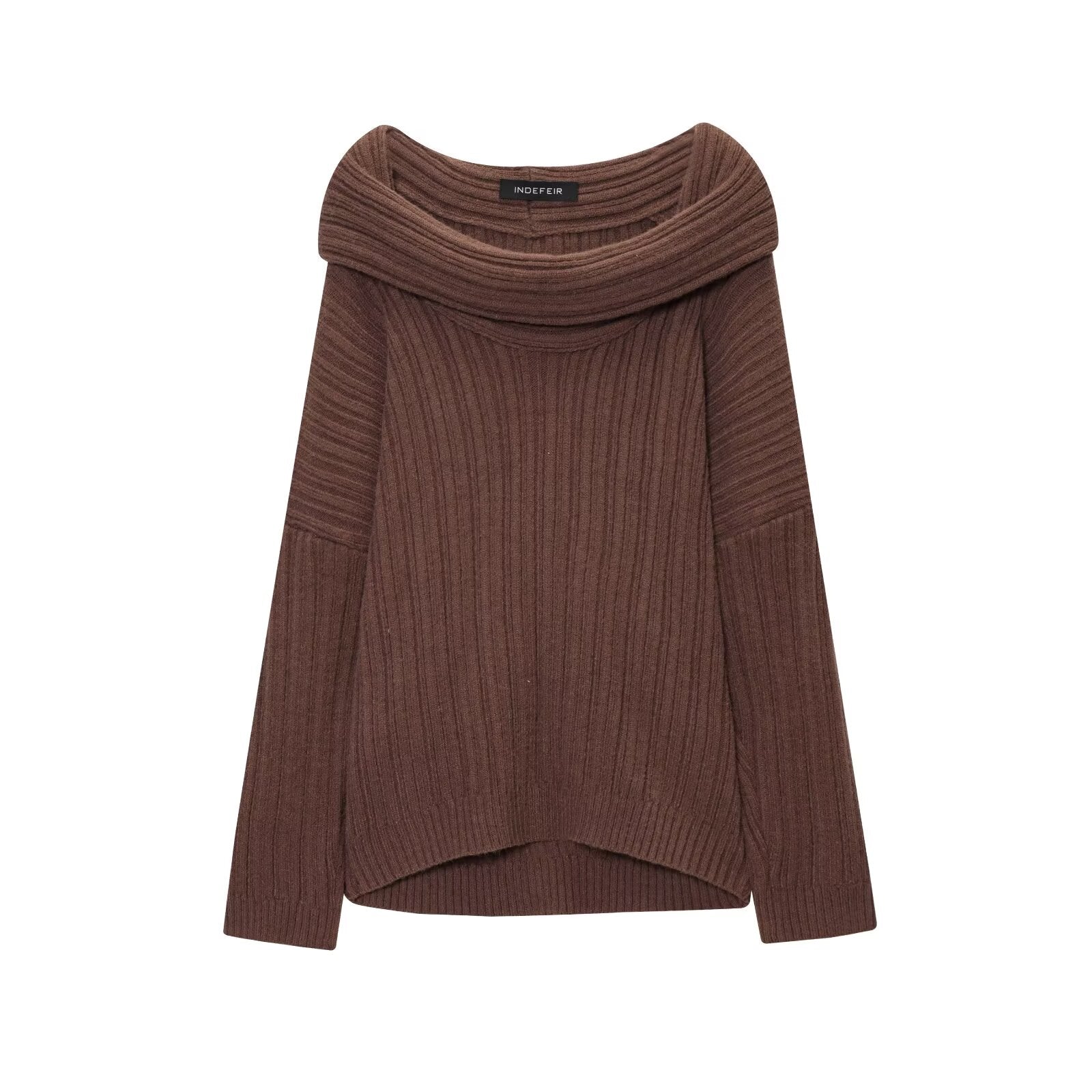 Trendy Casual All Matching Lazy off Shoulder Shoulder Knitwear Sweater Women