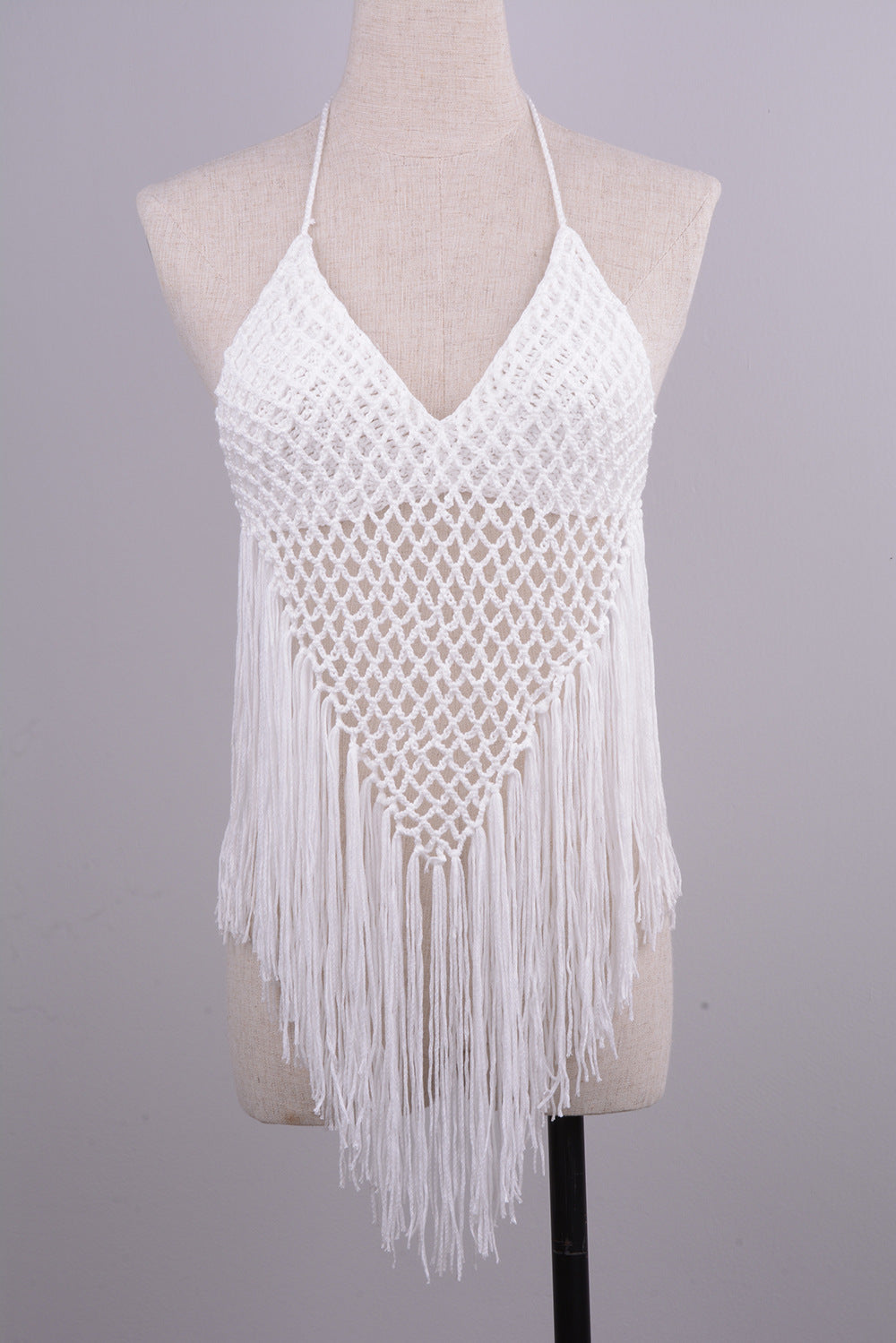 Internet Hand Woven Beach Hollow Out Cutout Tassel Split Swimsuit Set Factory Direct