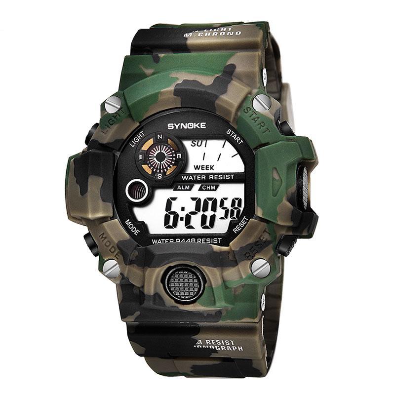 Shock Military Army Mens Watch In Camouflage Style With LED Digital Back Light With Luminous Effect