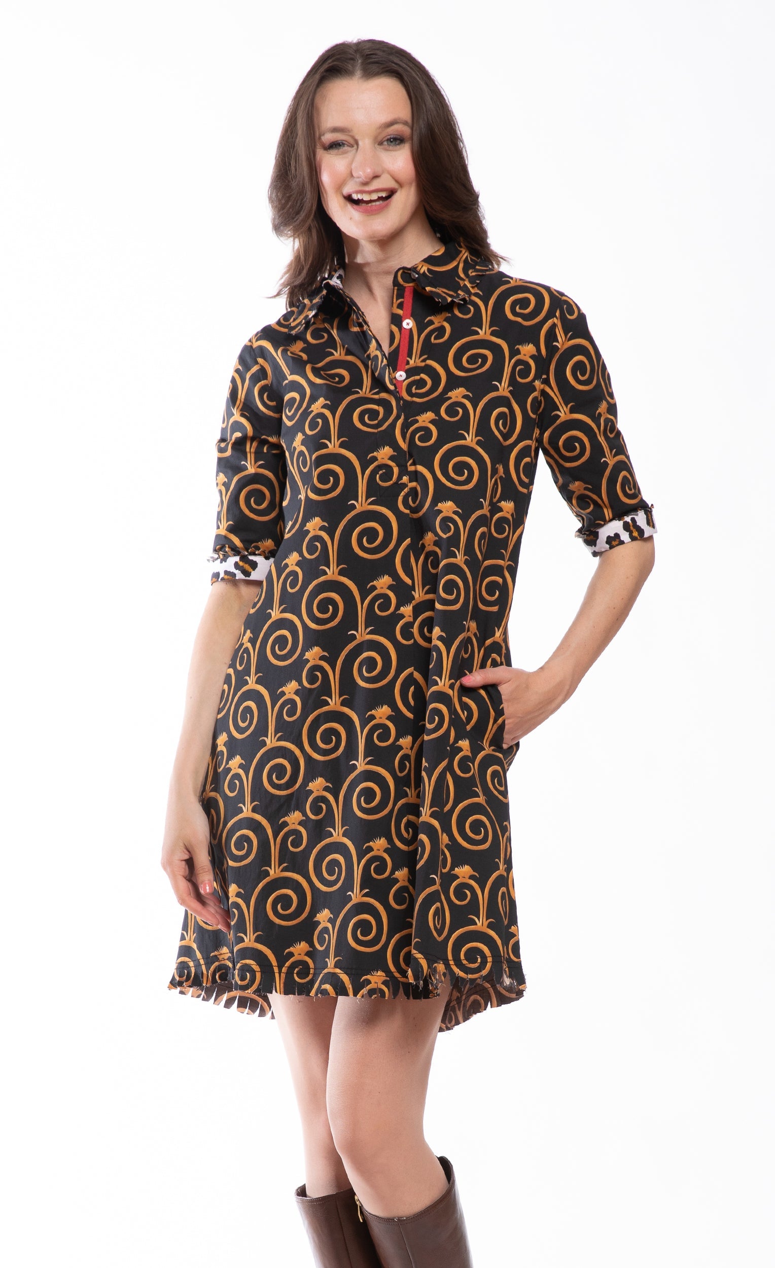 Chatham Black and Gold Swirl Print