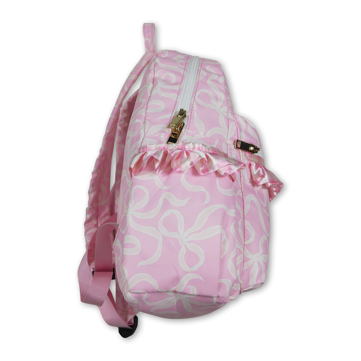Light pink bow ruffle toddler girls backpack
