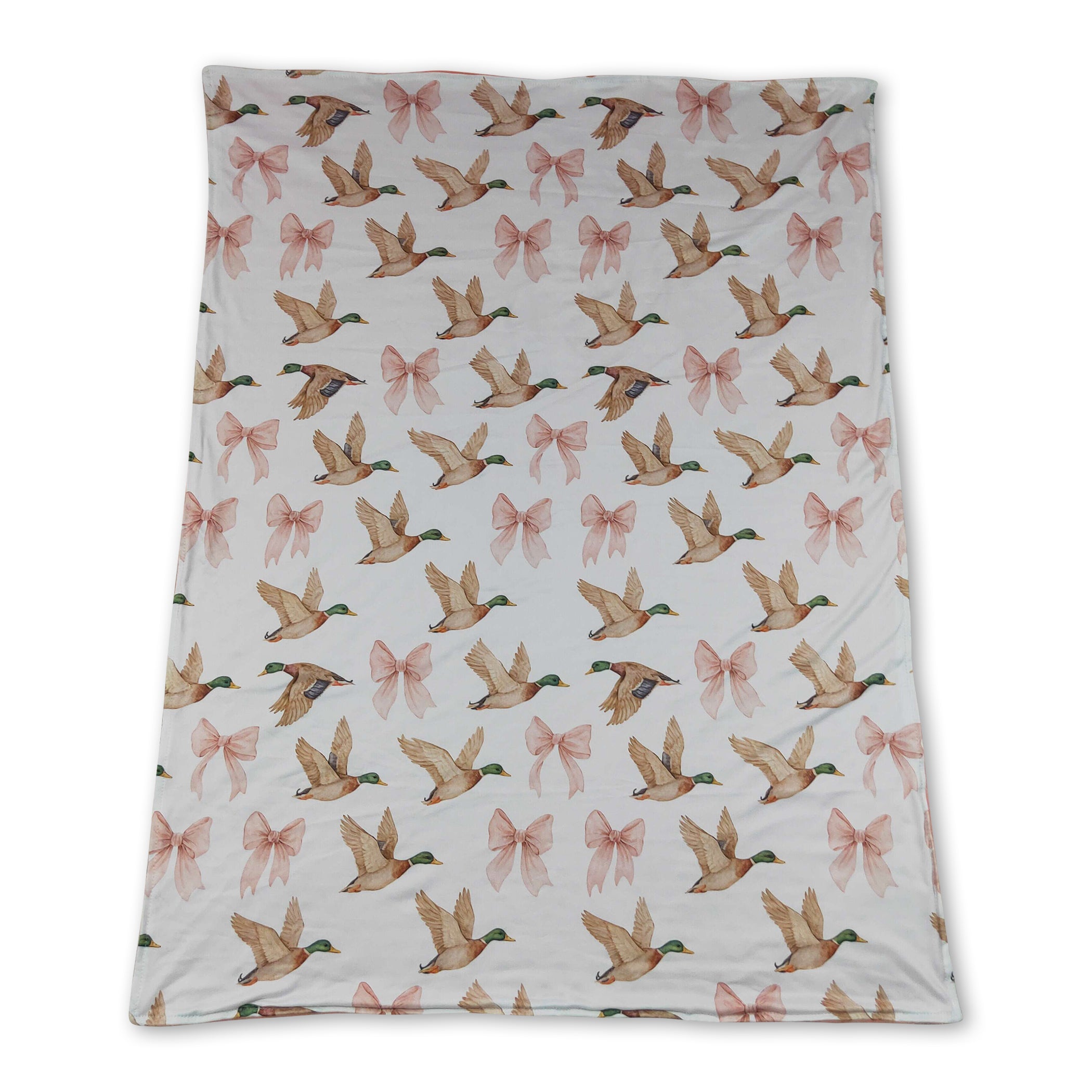 Pink bow duck hunting baby girls blankets
