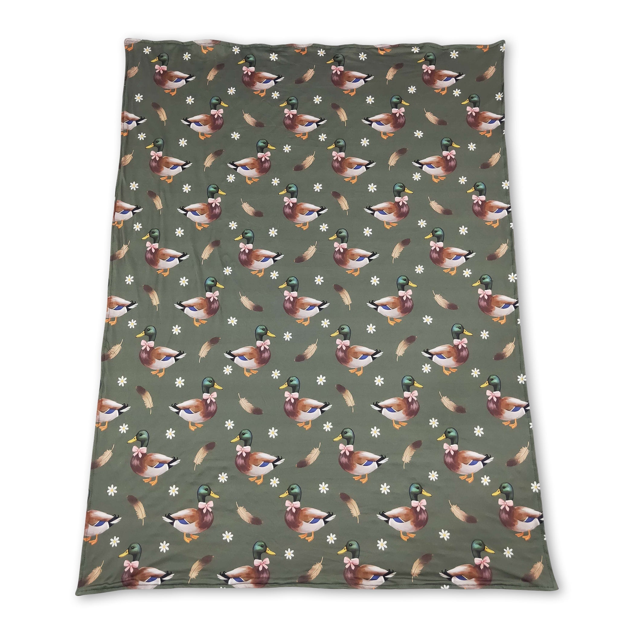 Duck bow floral pink hunting baby girls blanket
