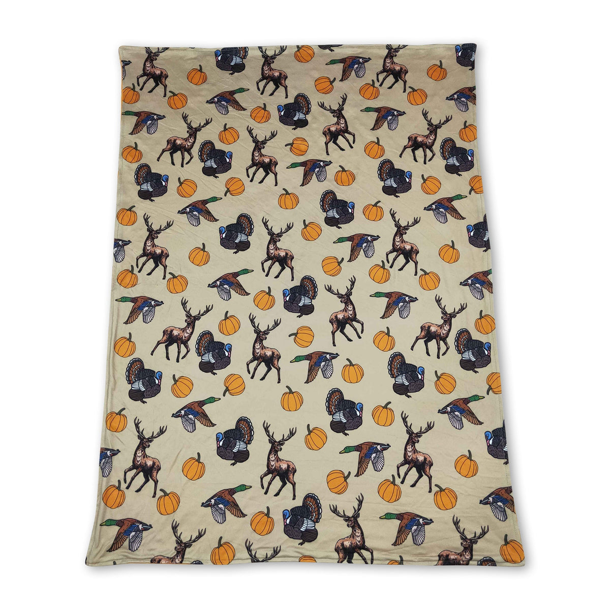Deer duck turkey pumpkin baby boy fall blanket