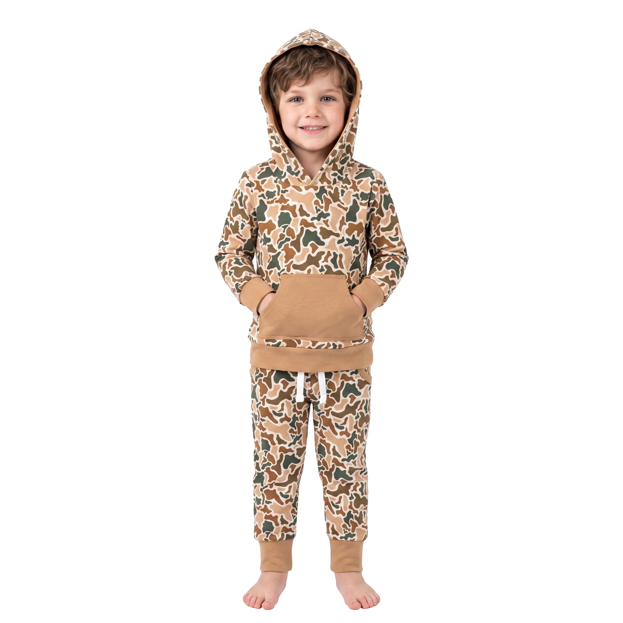 Long sleeves pocket camo hoodie pants boy fall clothes