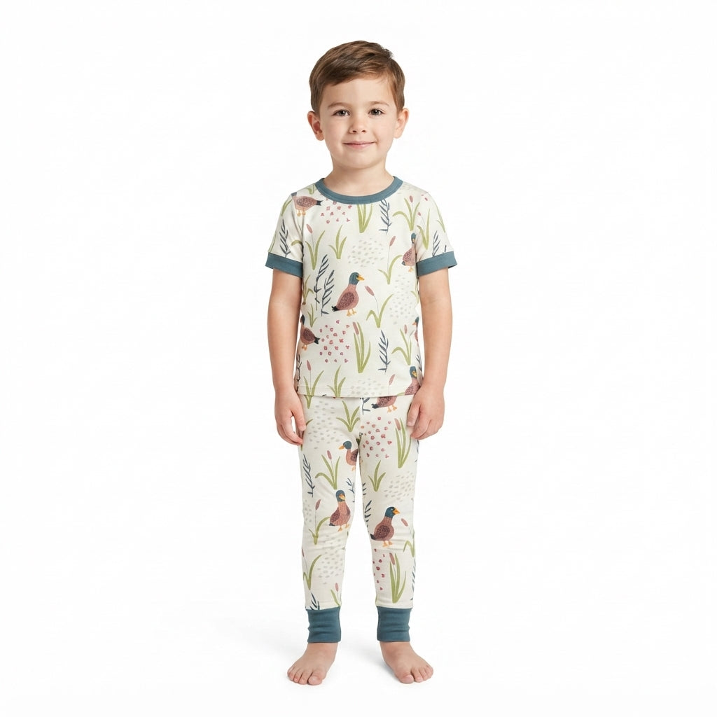 Short sleeves duck grass kids boys pajamas