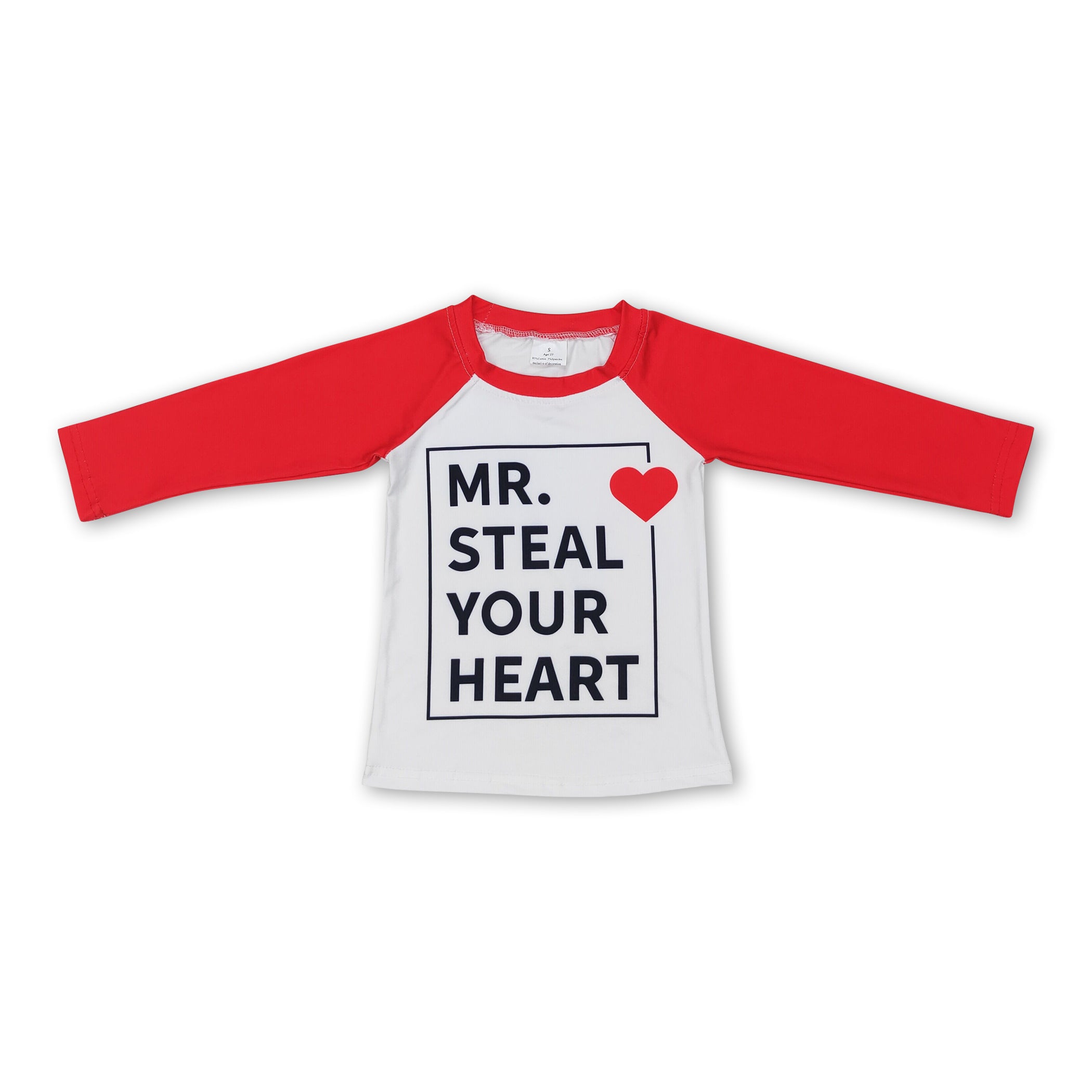 Red long sleeves steal your heart kids valentine&