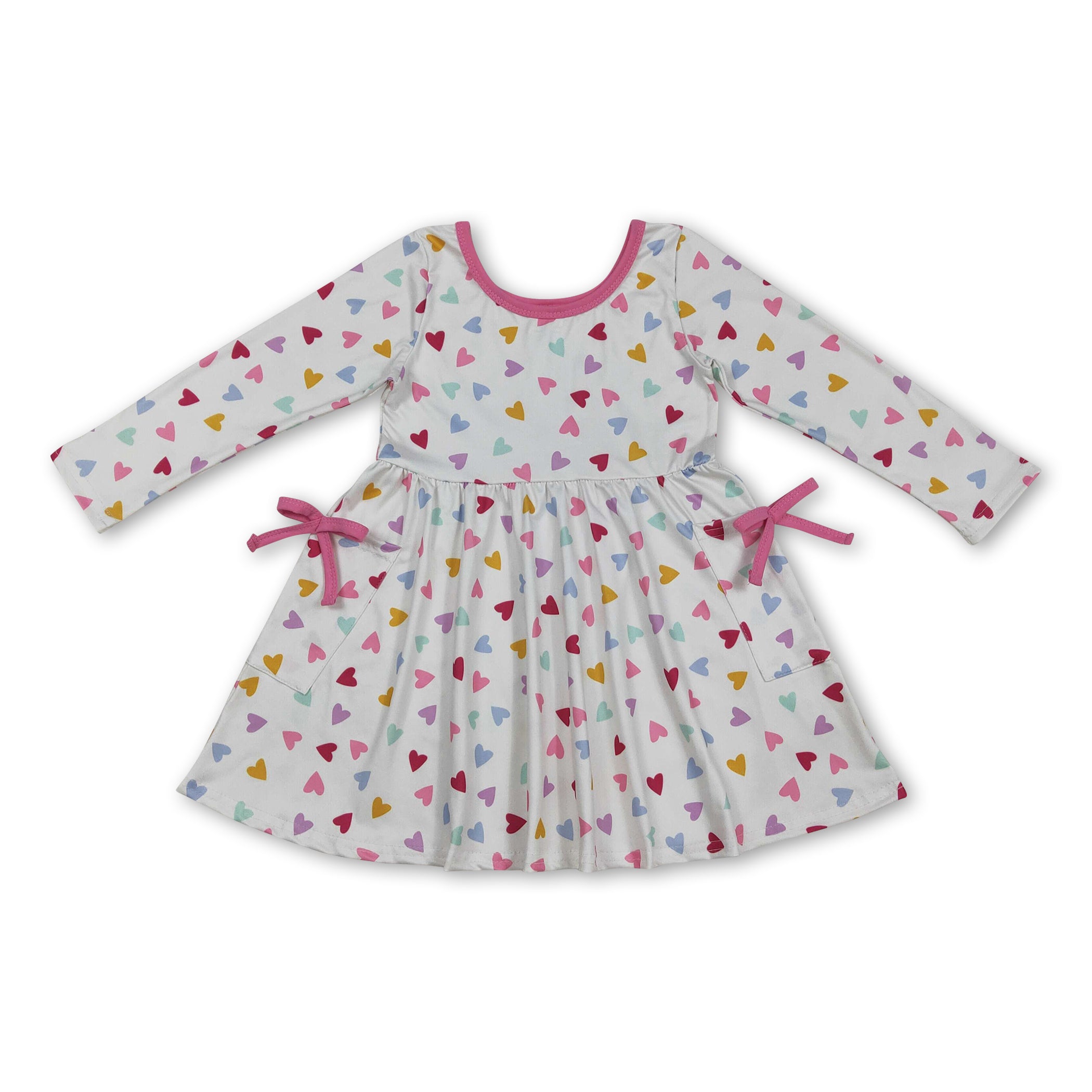 Long sleeves colorful heart pockets girls Valentine&