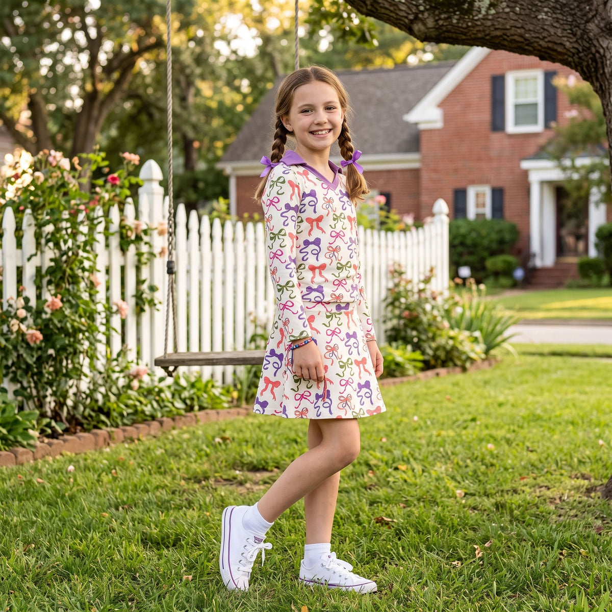 Long sleeves bows kids girls Halloween active wear set