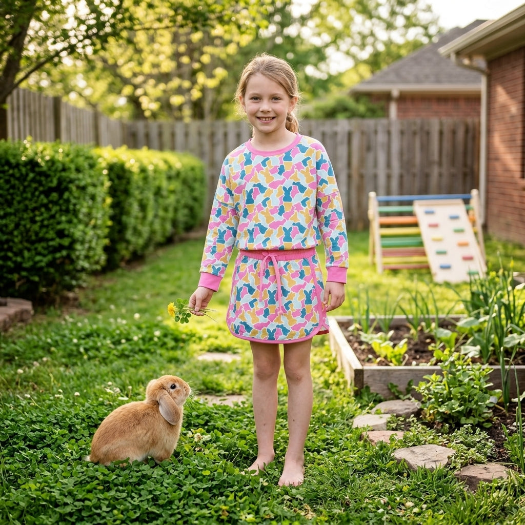 Rabbit camo top skirt kids girls Easter outfits
