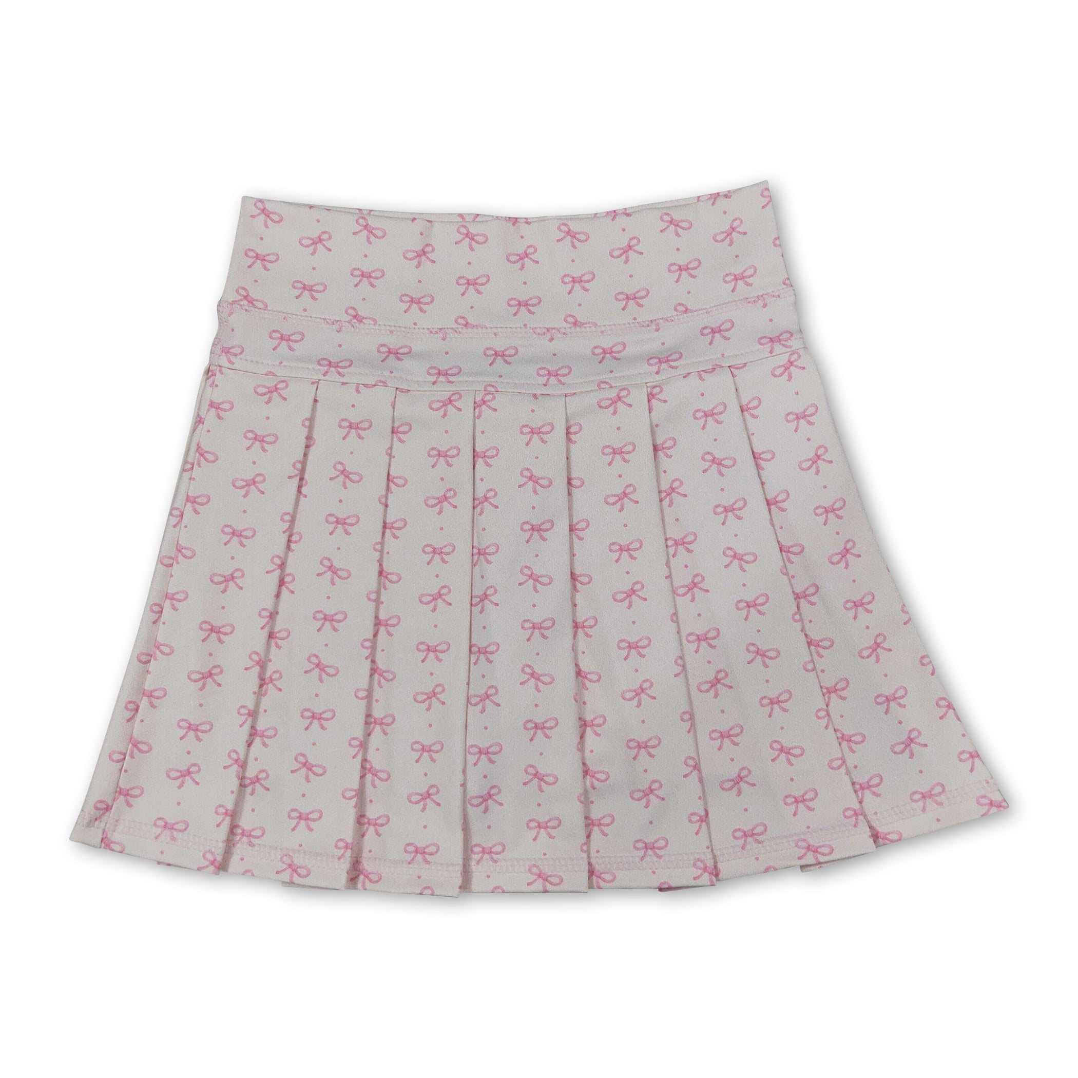 Pink bow kids girls summer active pleated skirt