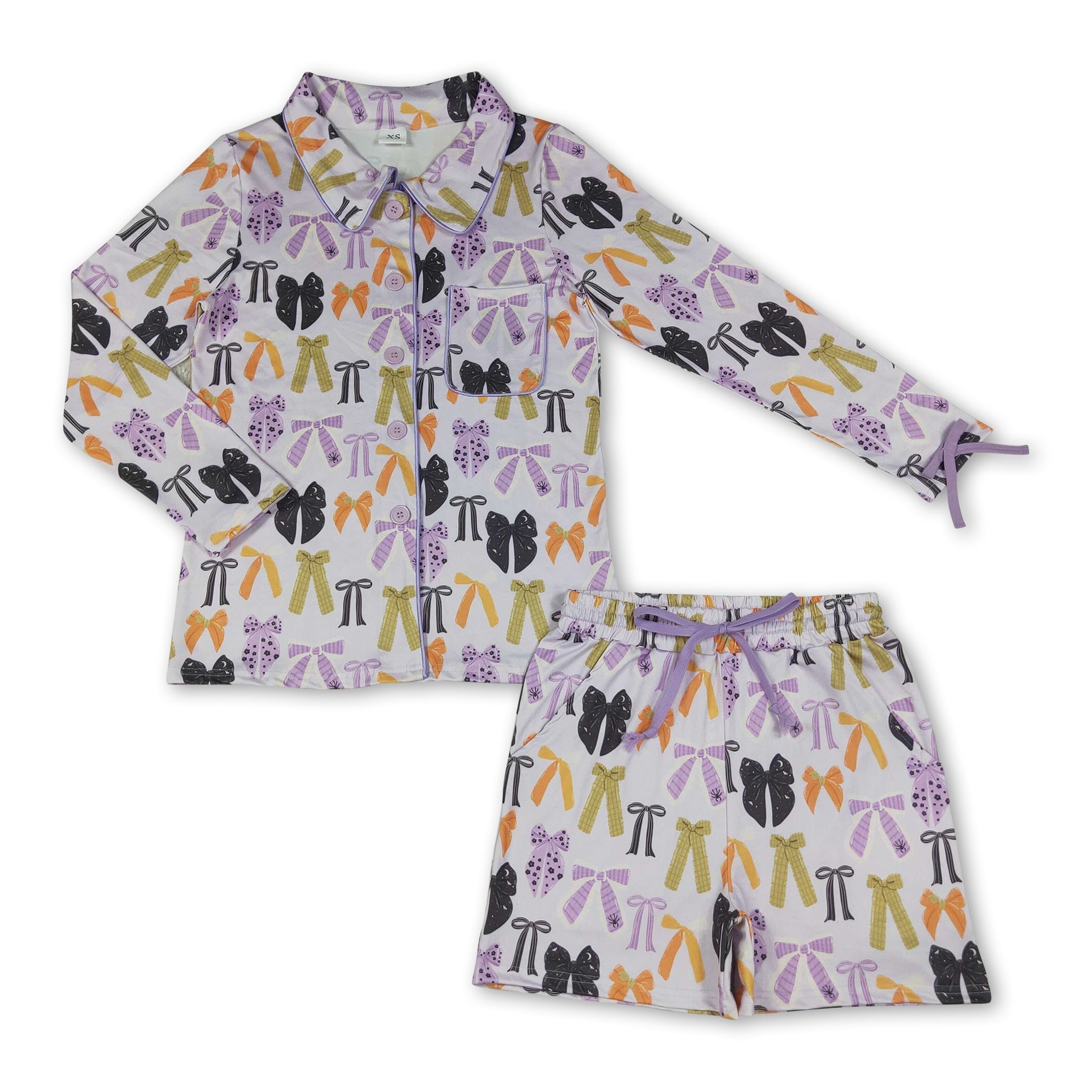 Long sleeves bows top shorts women Halloween pajamas