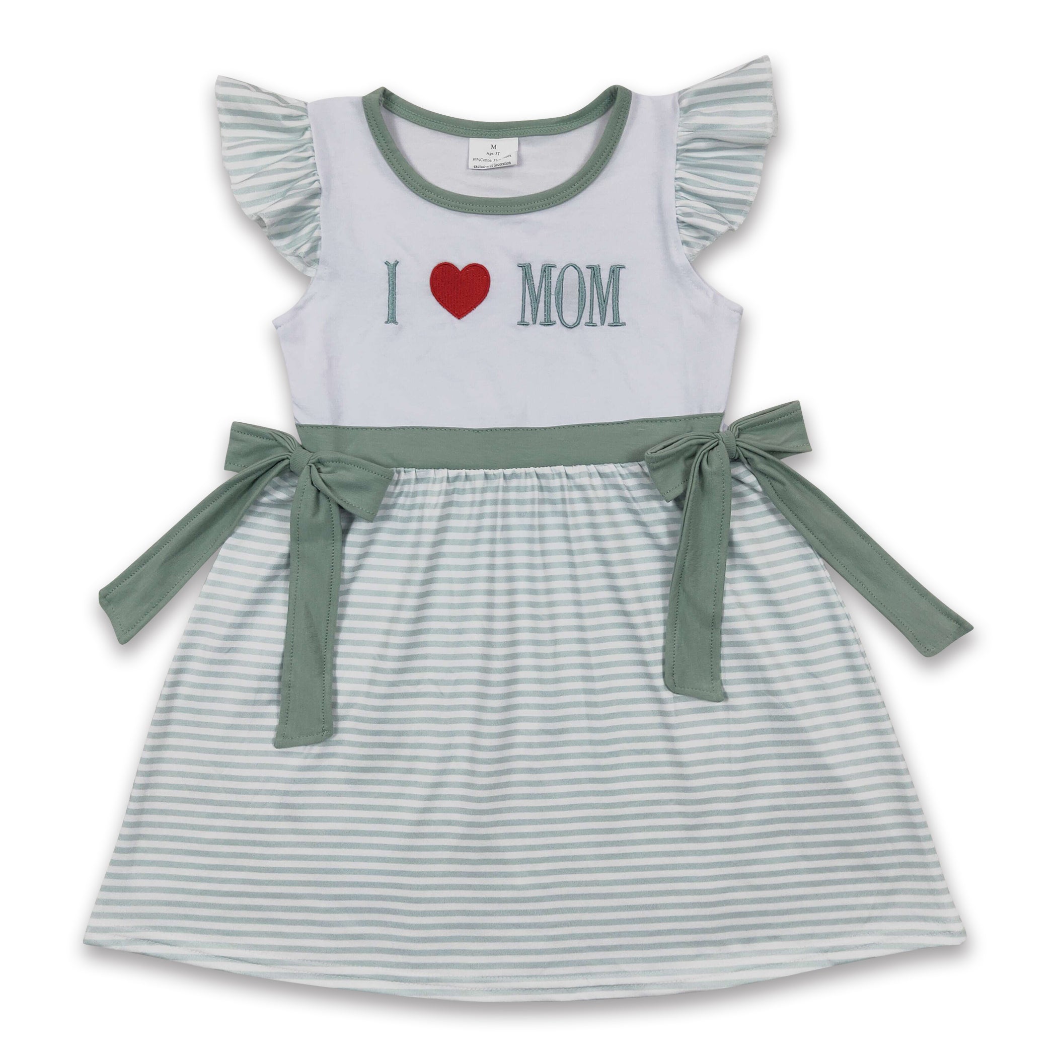 I love MOM embroidery stripe mother&