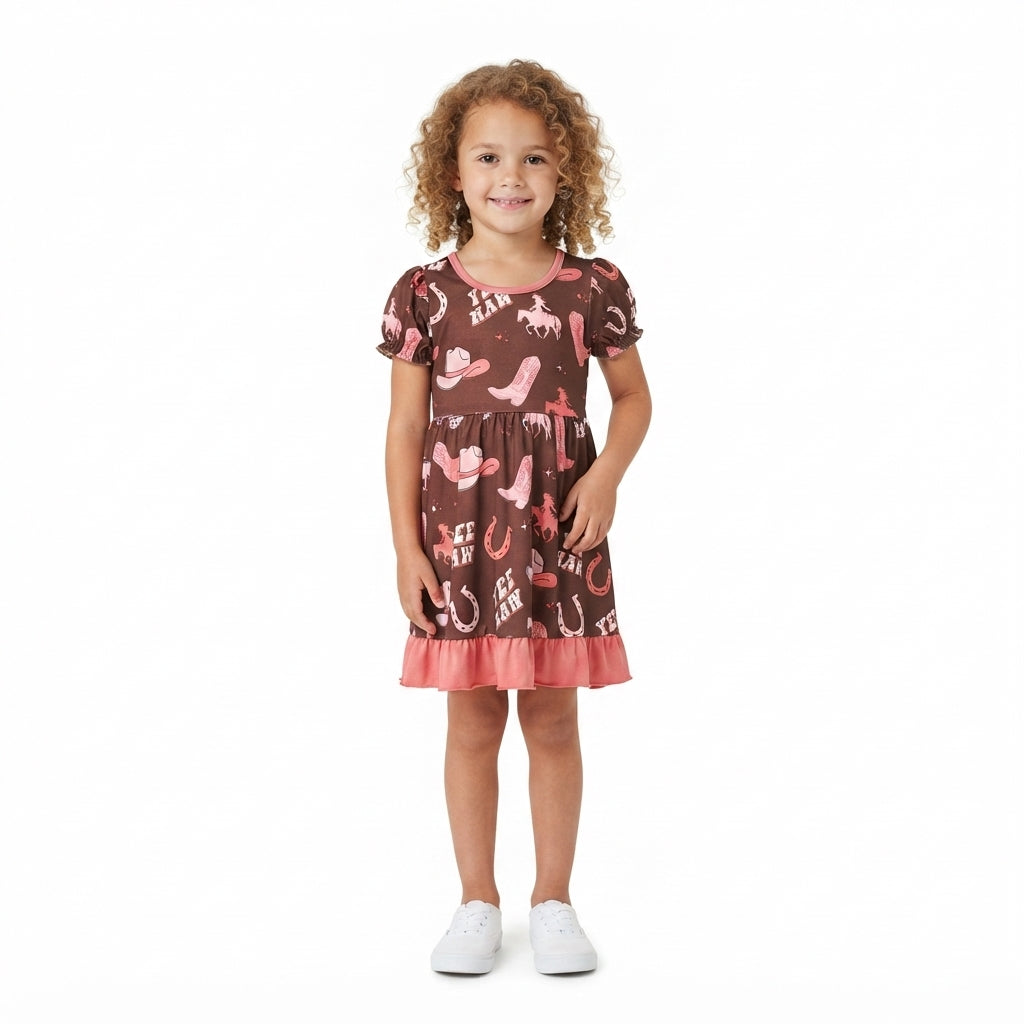 Horseshoes boots hat western girls dresses