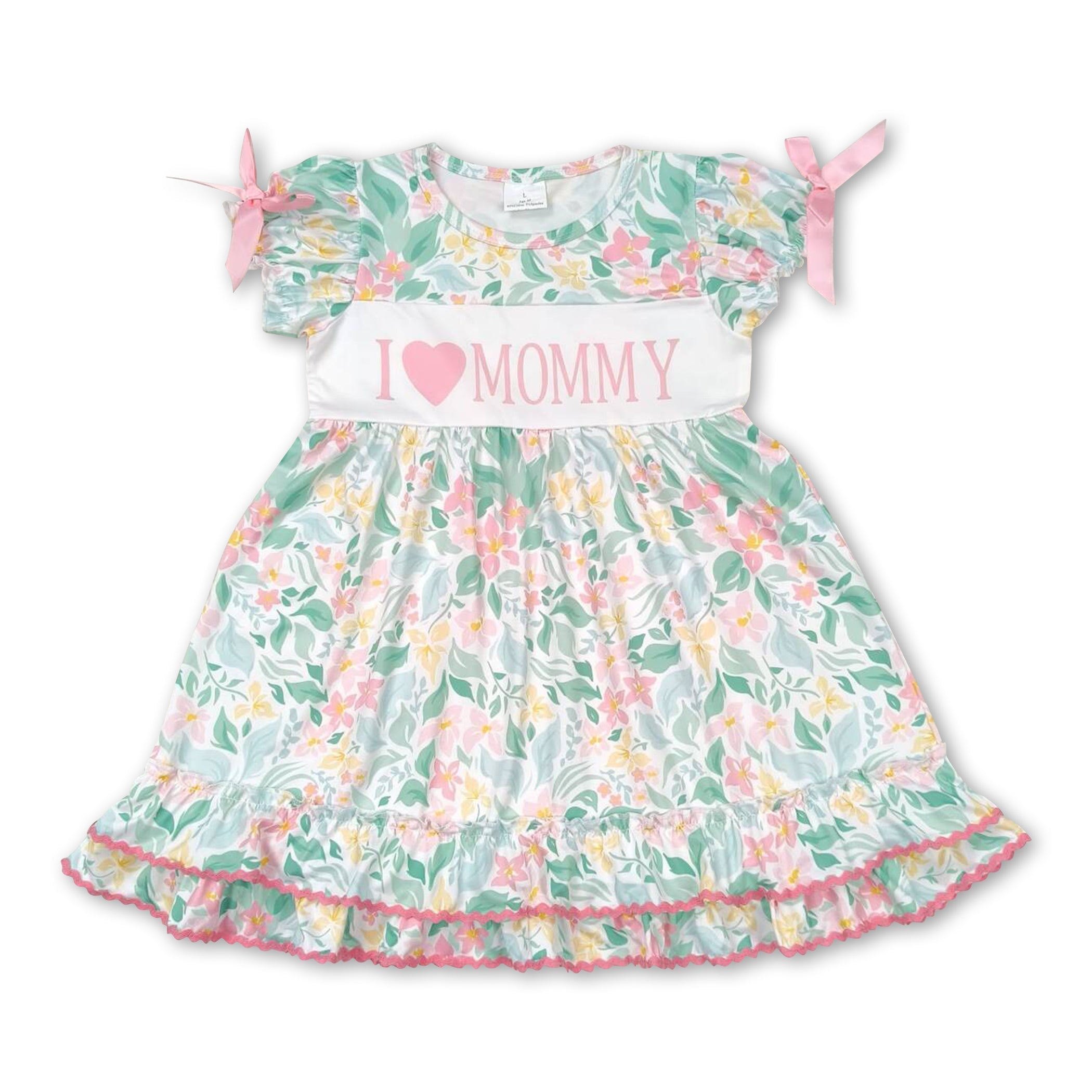 Short sleeves floral I love mommy girls mother&