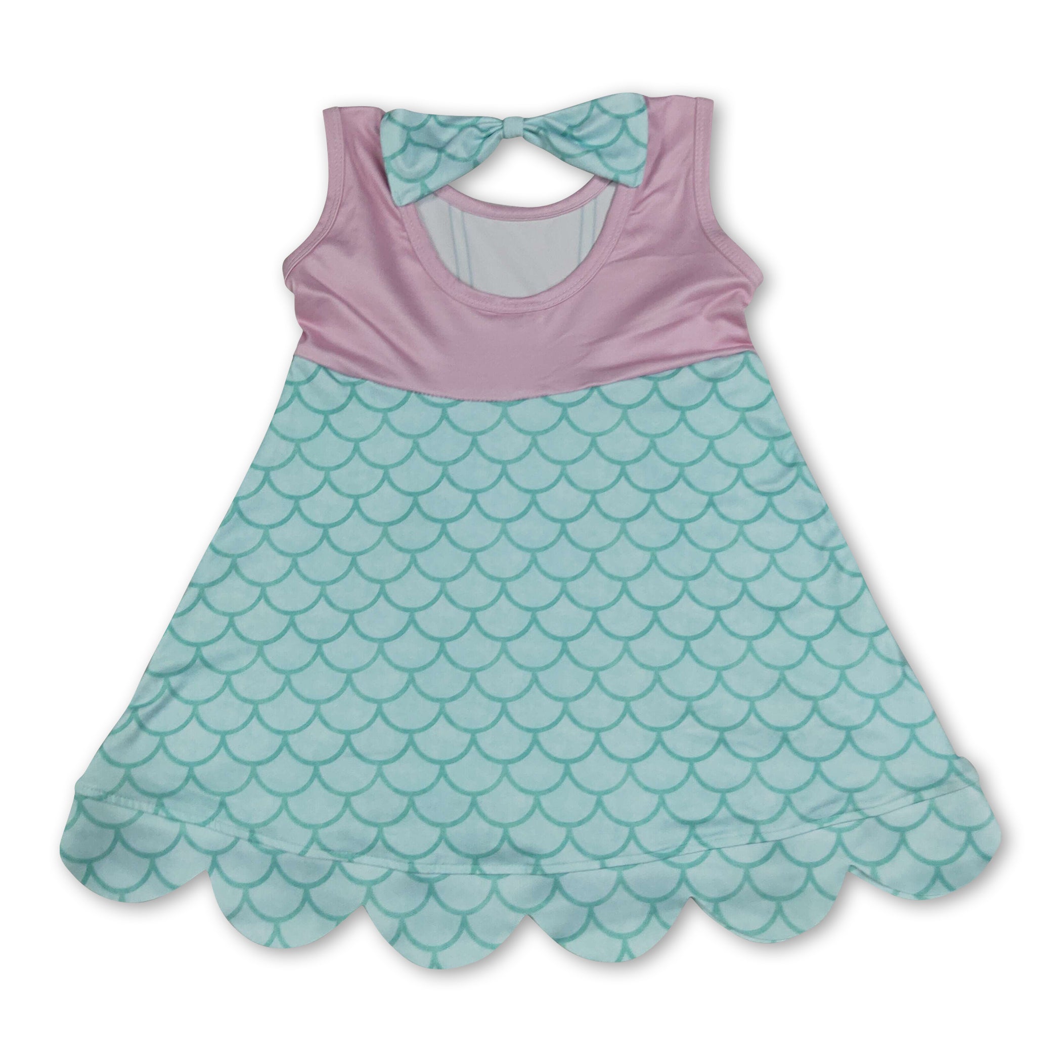 Sleeveless lavender bow princess kids girls summer dress