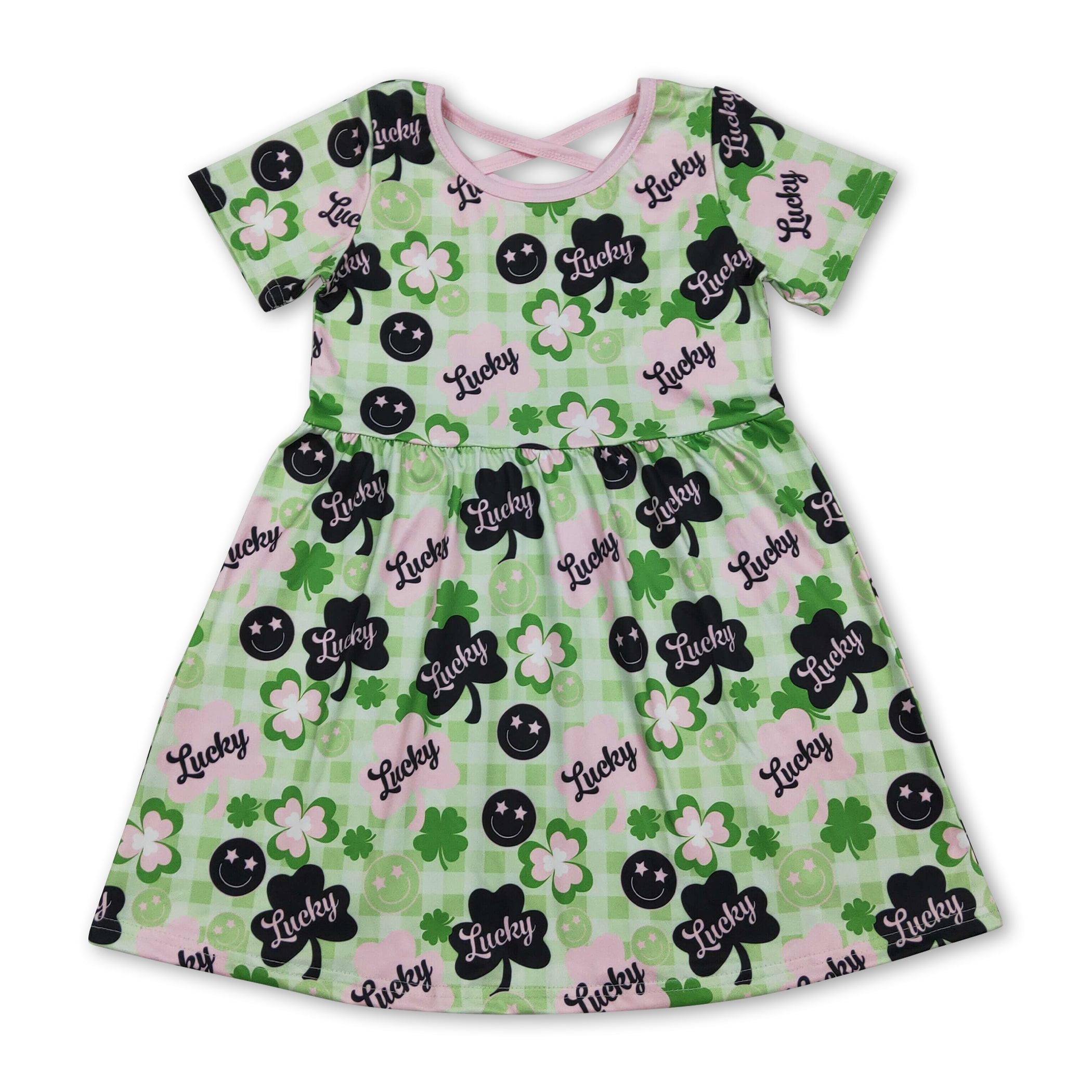 Green lucky clover smile girls St Patrick&