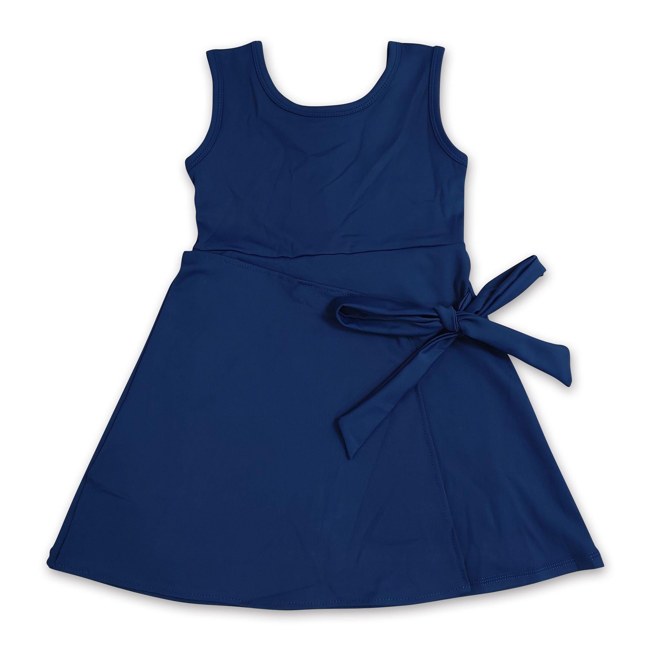 Sleeveless navy kids girls summer athletic dresses