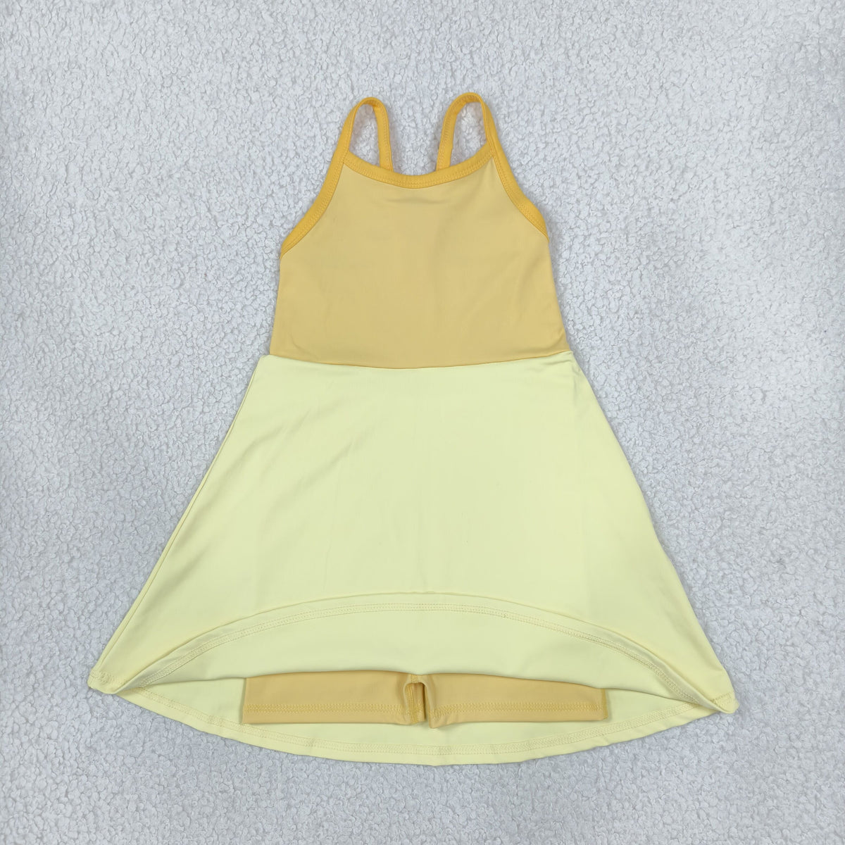 Light dark yellow straps kids girls summer athletic dress