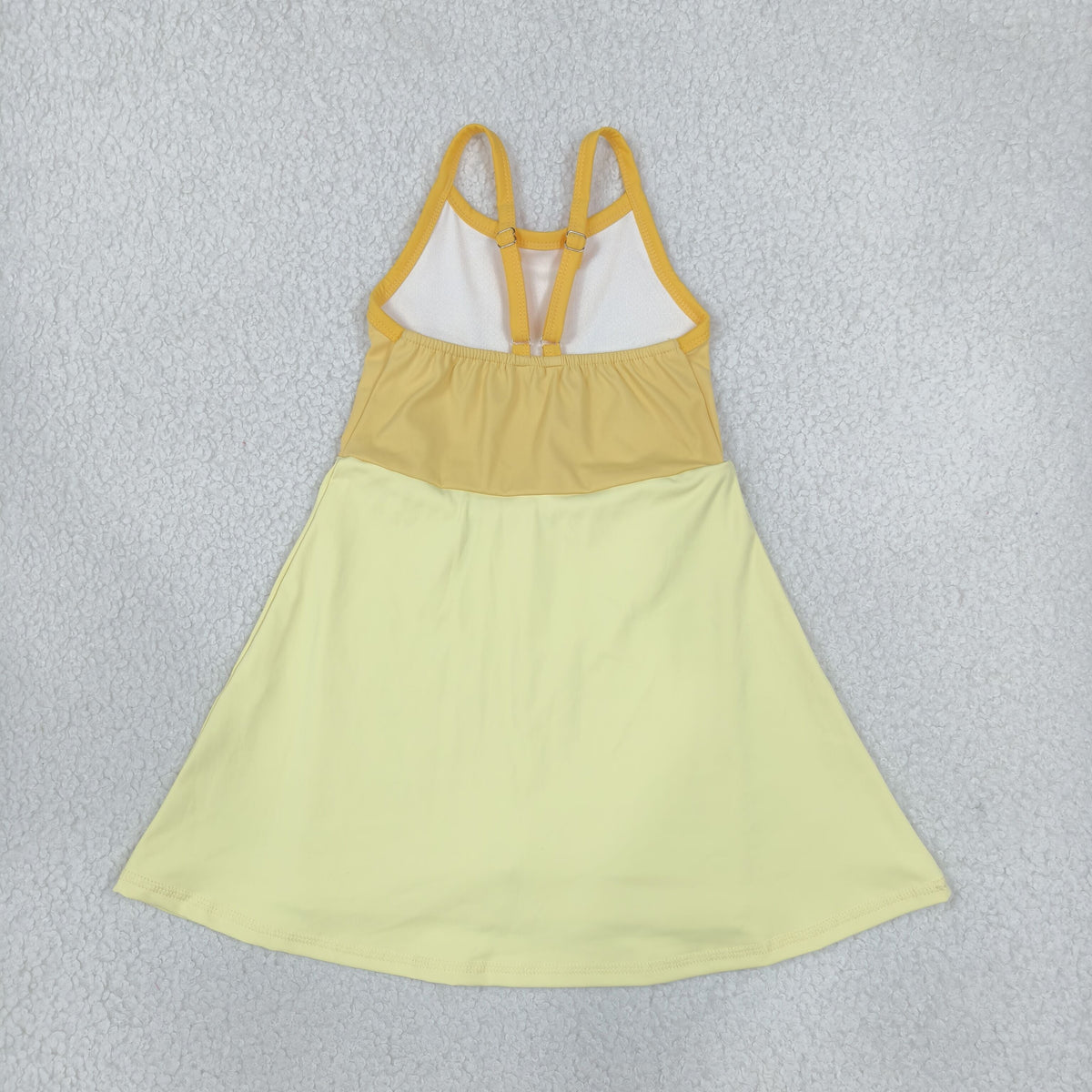 Light dark yellow straps kids girls summer athletic dress