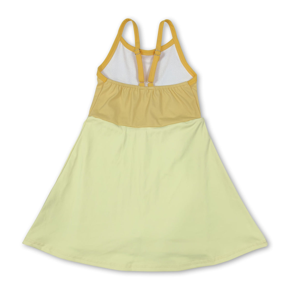Light dark yellow straps kids girls summer athletic dress