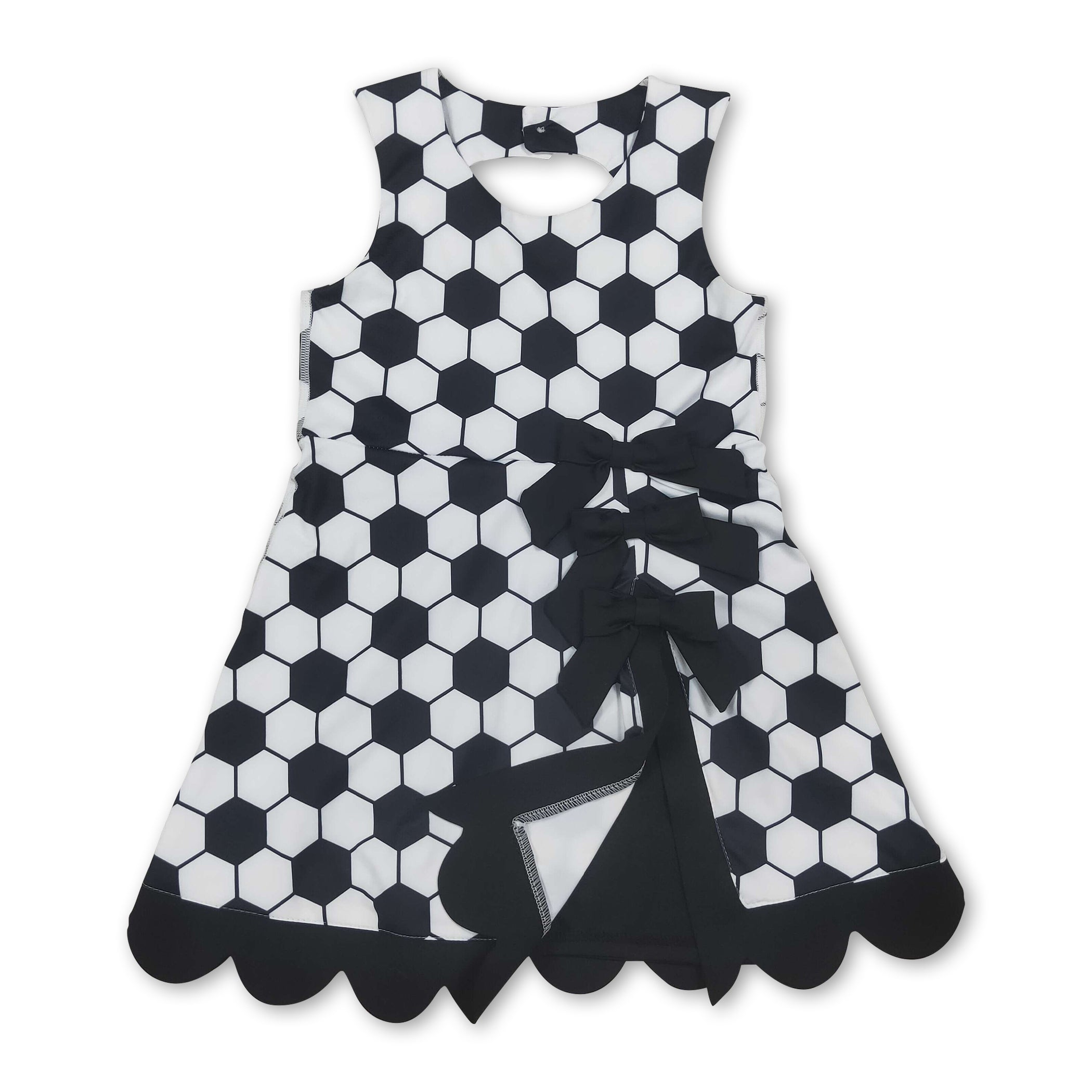 Sleeveless soccer bow kids girls athletic dresses