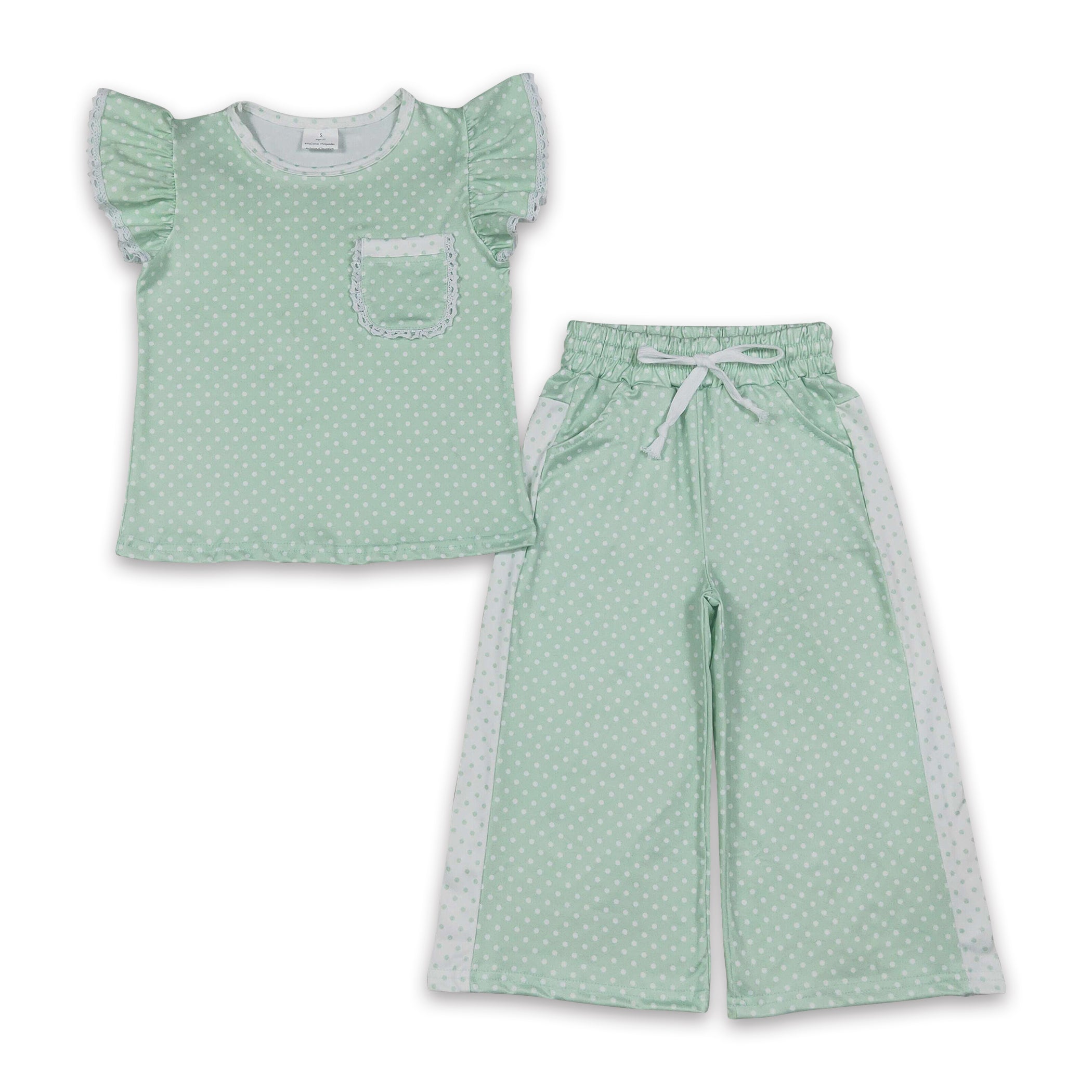 Green polka dot girls&