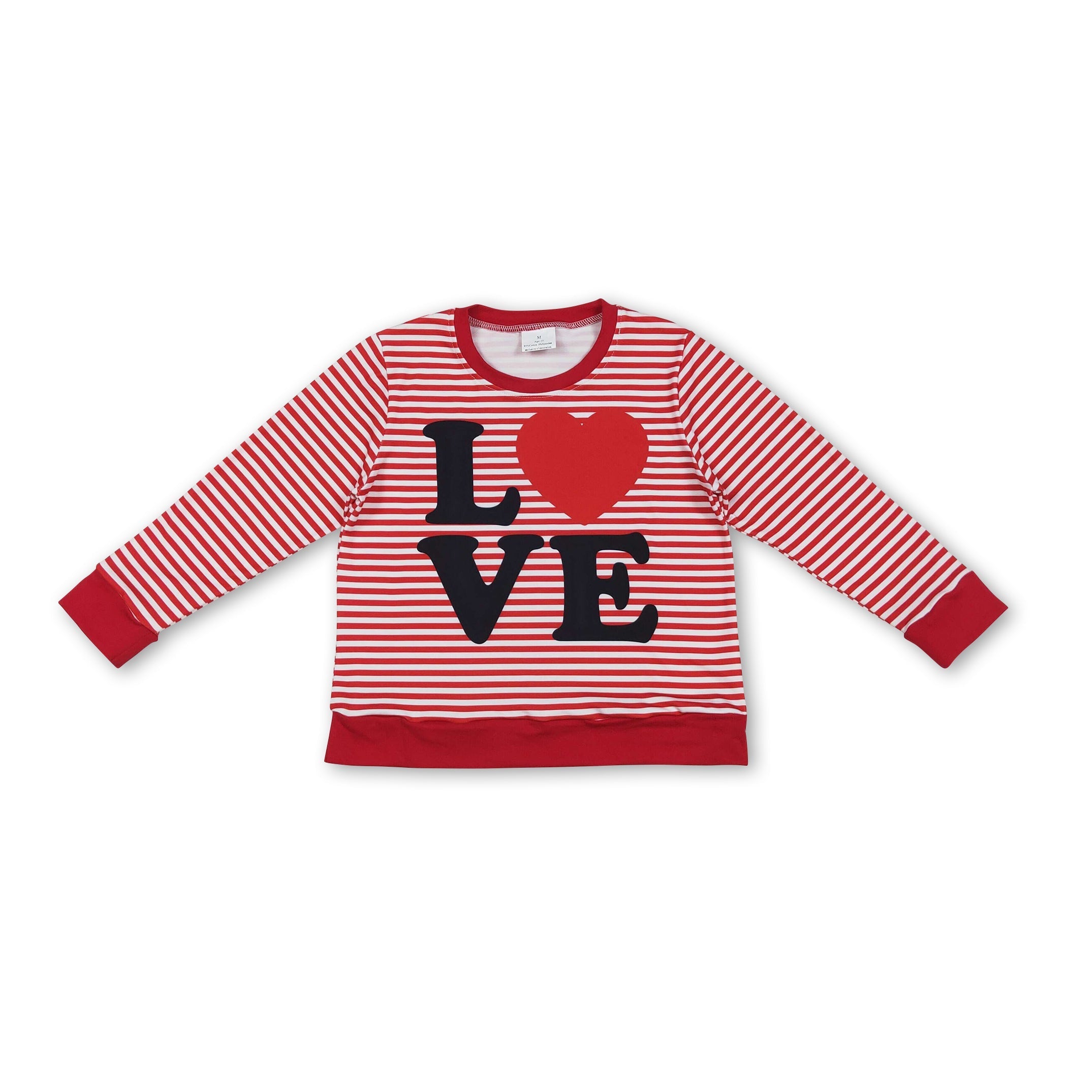Long sleeves stripe heart love baby kids Valentine&
