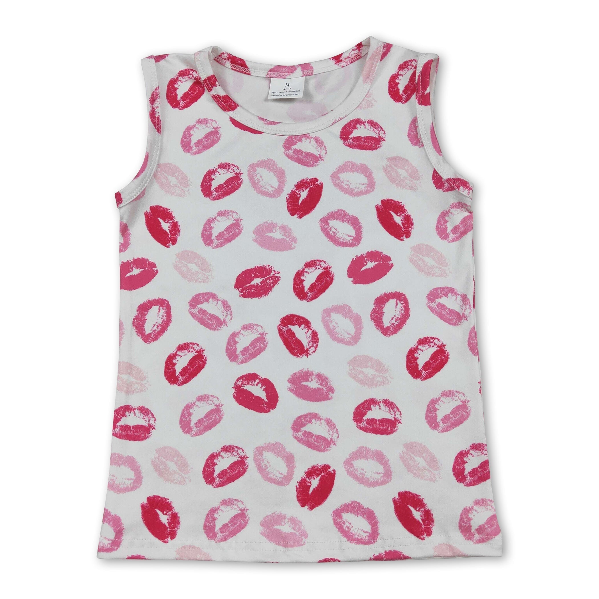 Sleeveless lips kids girls Valentine&