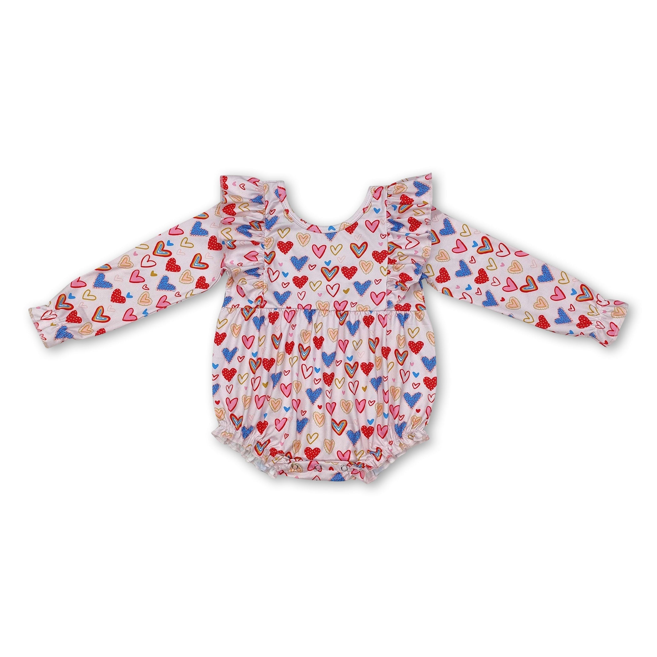 Long sleeves heart baby girls valentine&