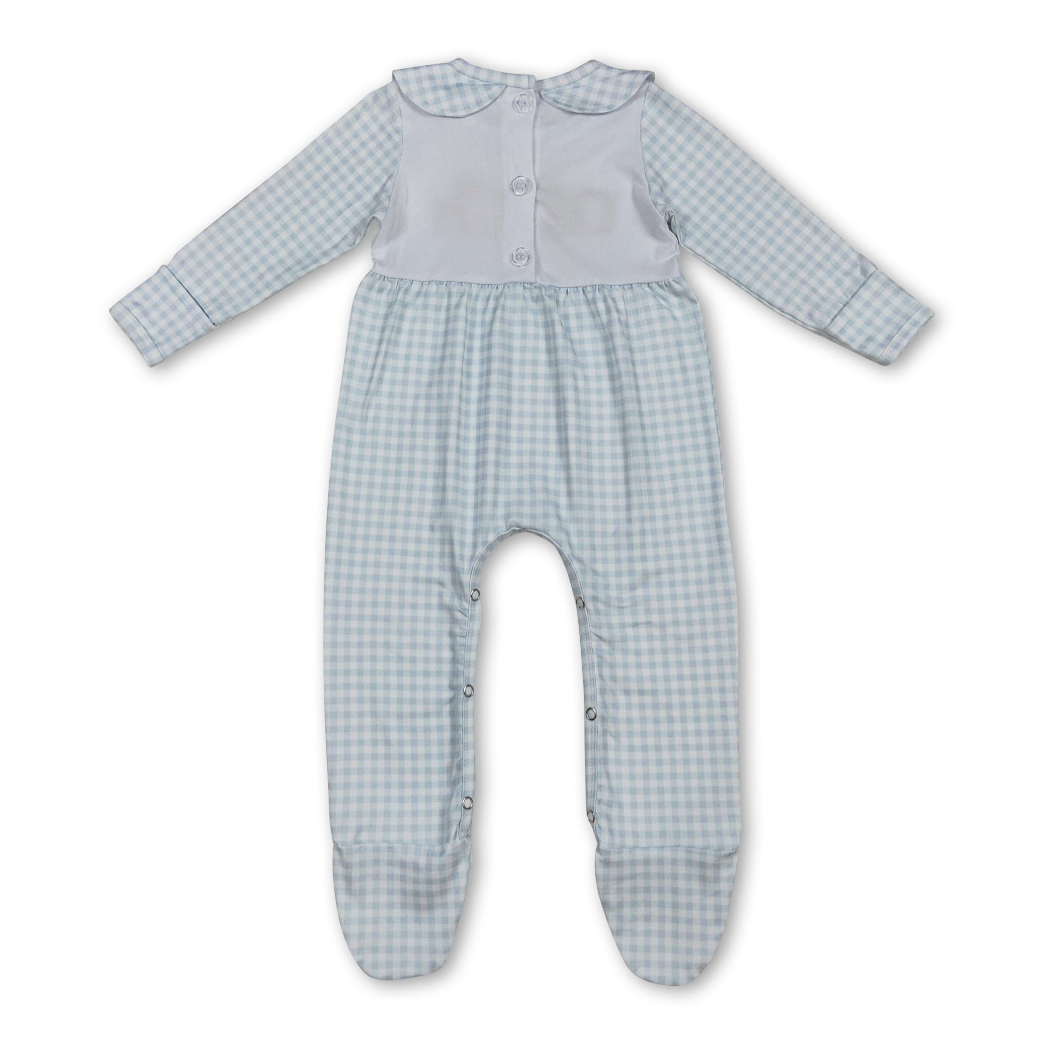 Long sleeves plaid pumpkin baby boy fall footed romper