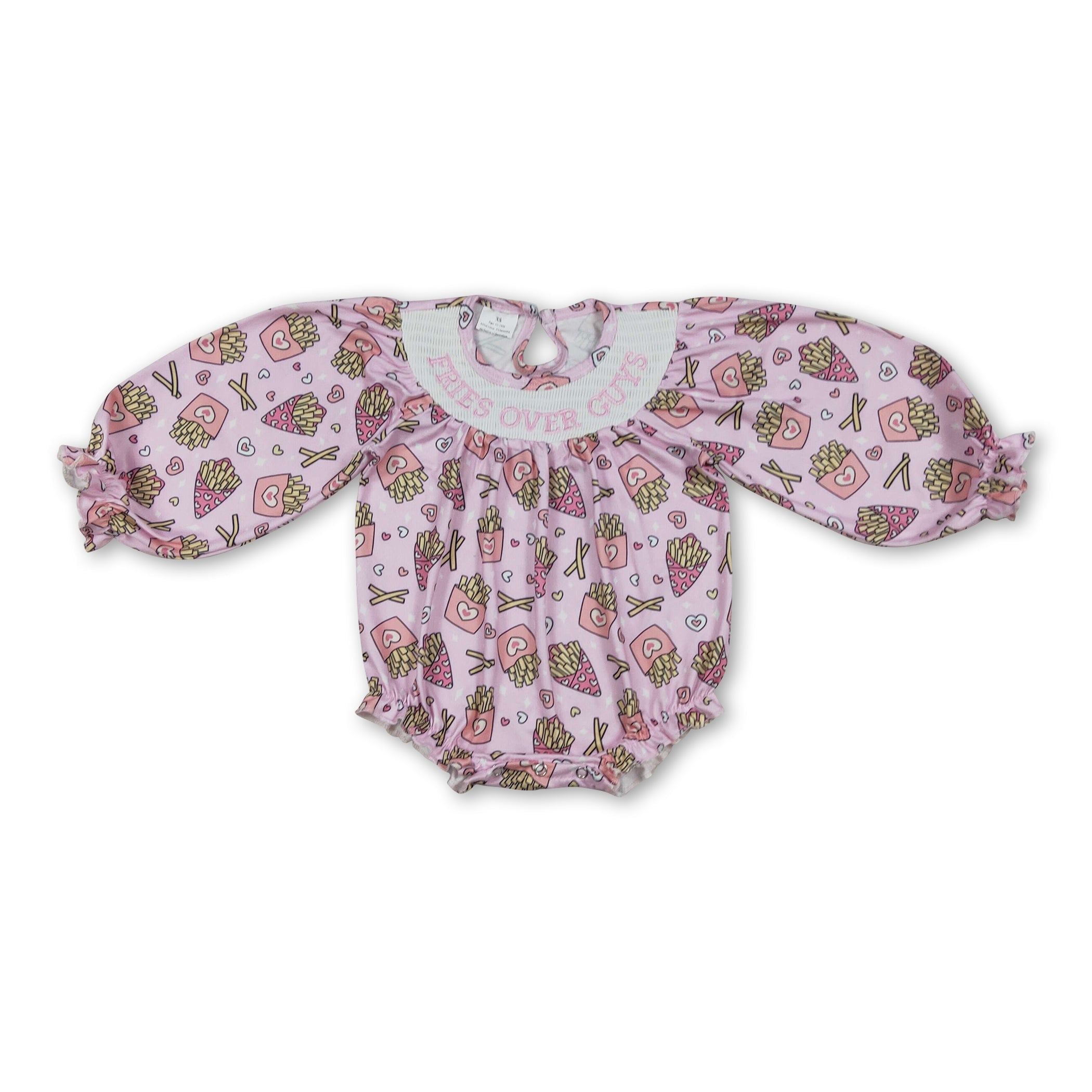 Long sleeves heart fries smocked baby girls Valentine&