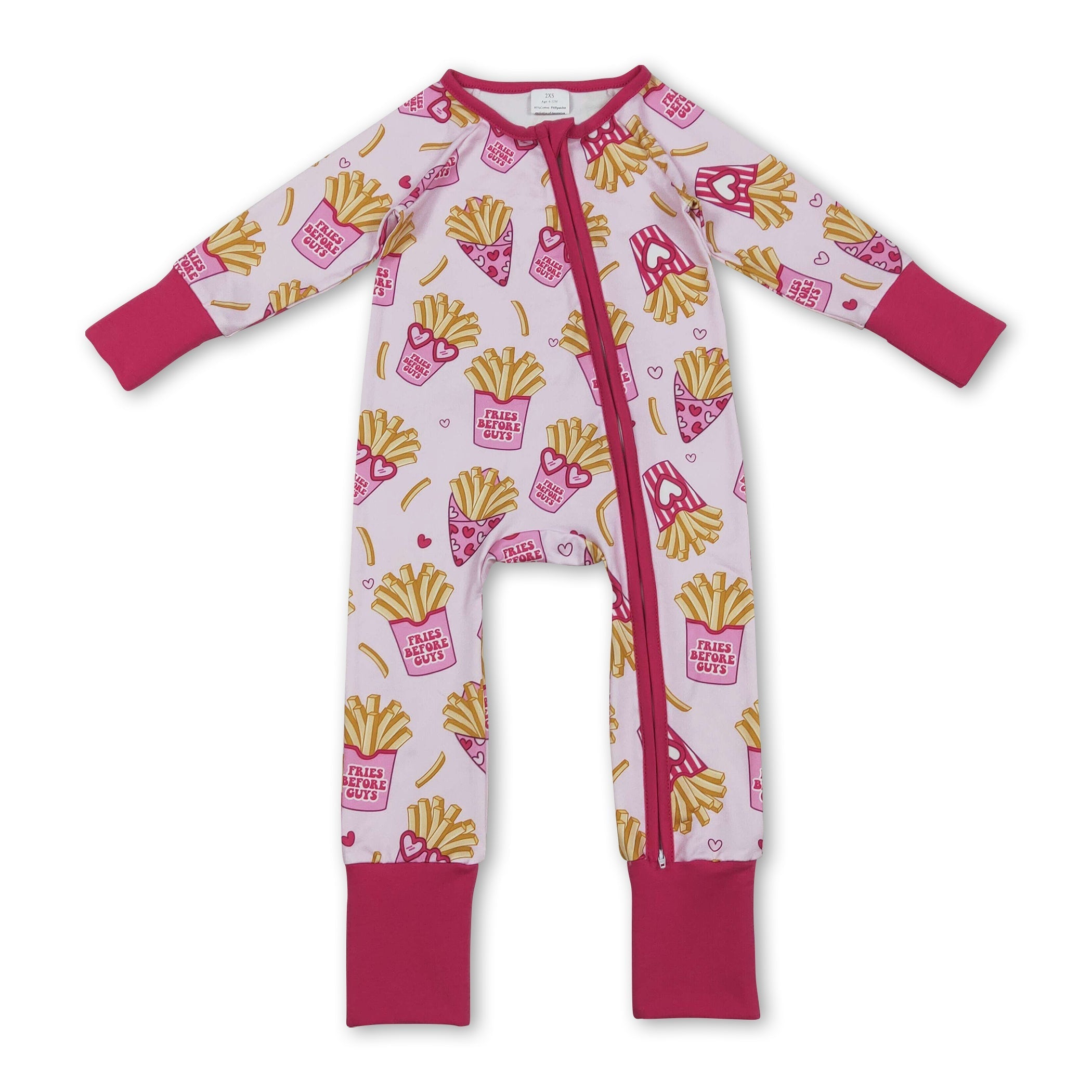 Long sleeves heart fries baby girls Valentine&