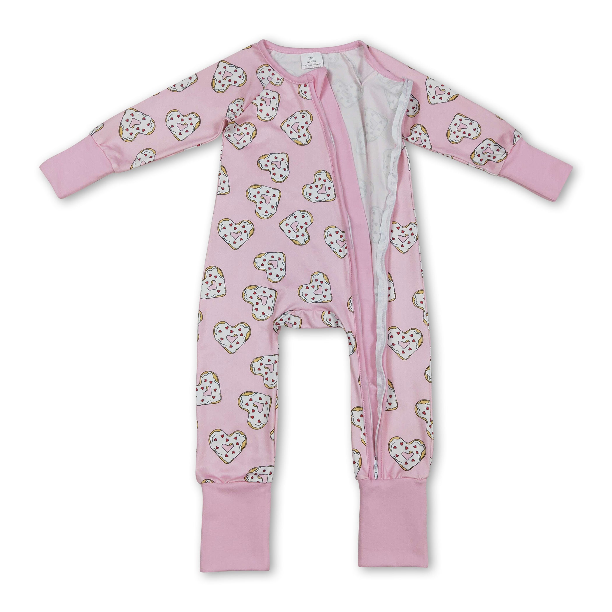 Long sleeves heart donuts baby girls Valentine&