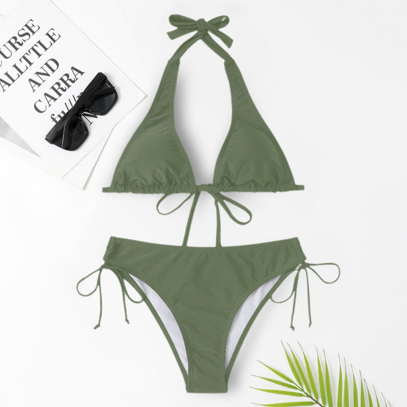 Swimsuit Women Strap Bikini Sexy Swimsuit Solid Color Bikini Swimsuit
