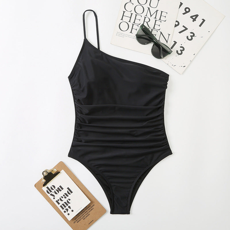 Single Shoulder Suspender Women Triangle One Piece Swimsuit Multi Color Sexy Beach Single Room Swimsuit with Shoulder Straps