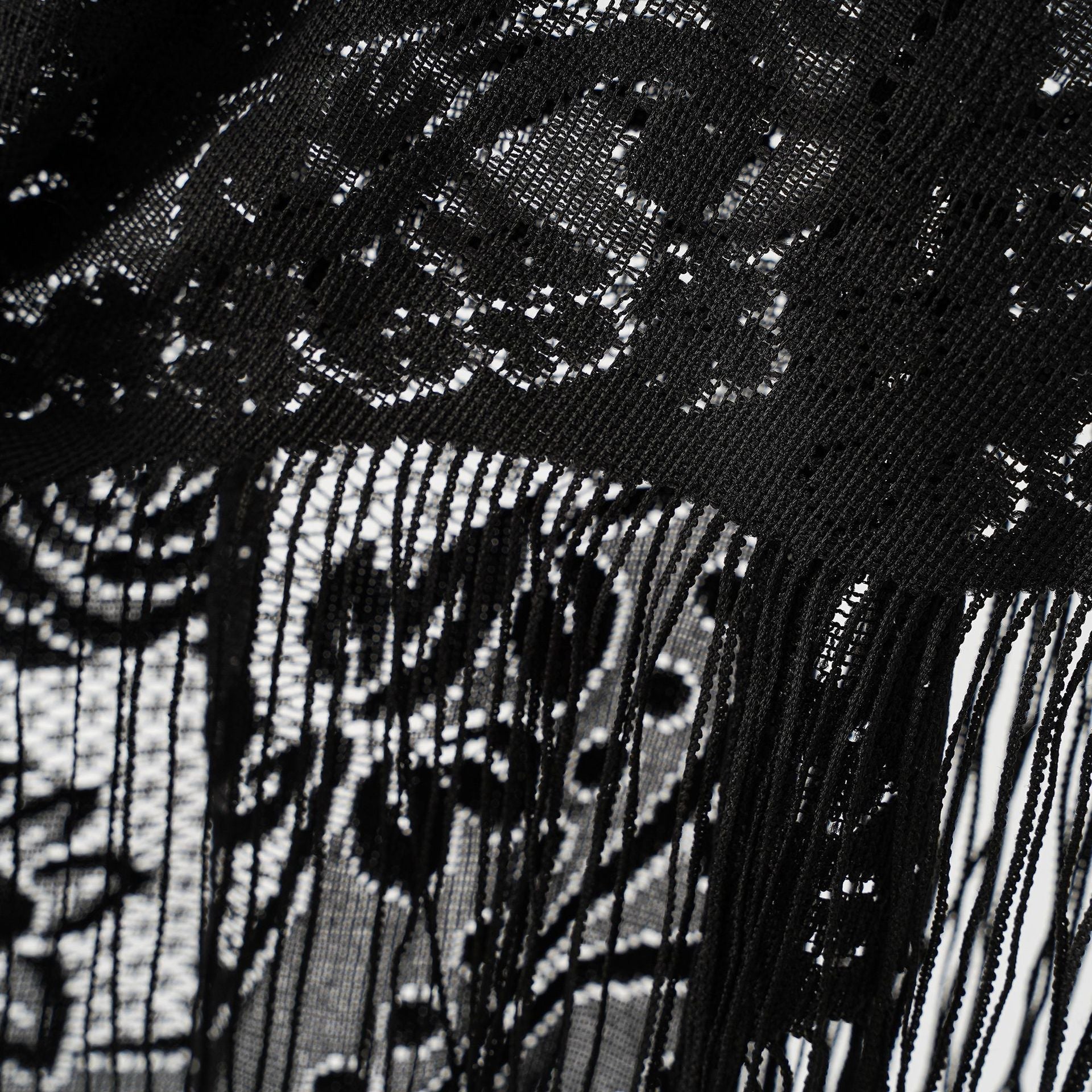 Nylon Hollow Out Cutout Breathable Tassel Triangle Shawl Women Scarf