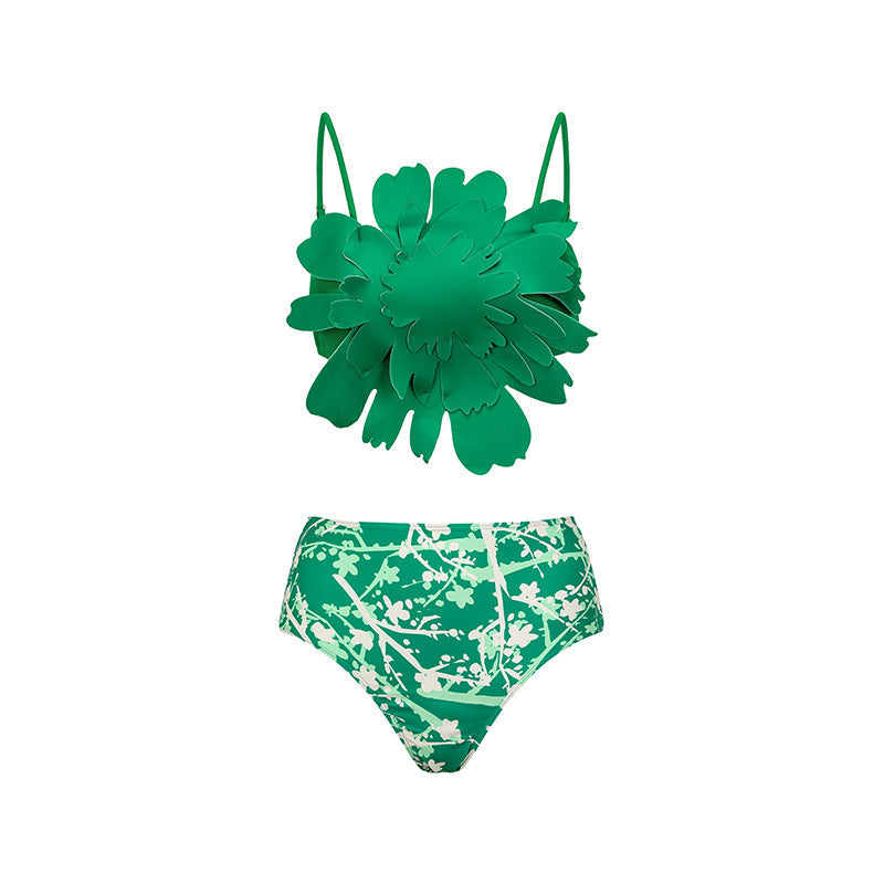 Split Bikini Three Dimensional Floral Heavy Industry Slimming Swimsuit Women