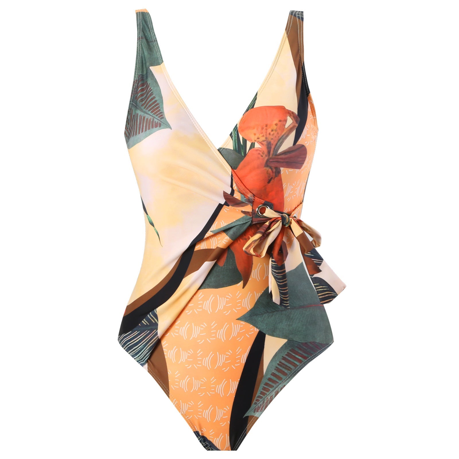 Siamese Conservative Cover Belly Backless Sexy Swimsuit Women Suit Chiffon Beach Skirt