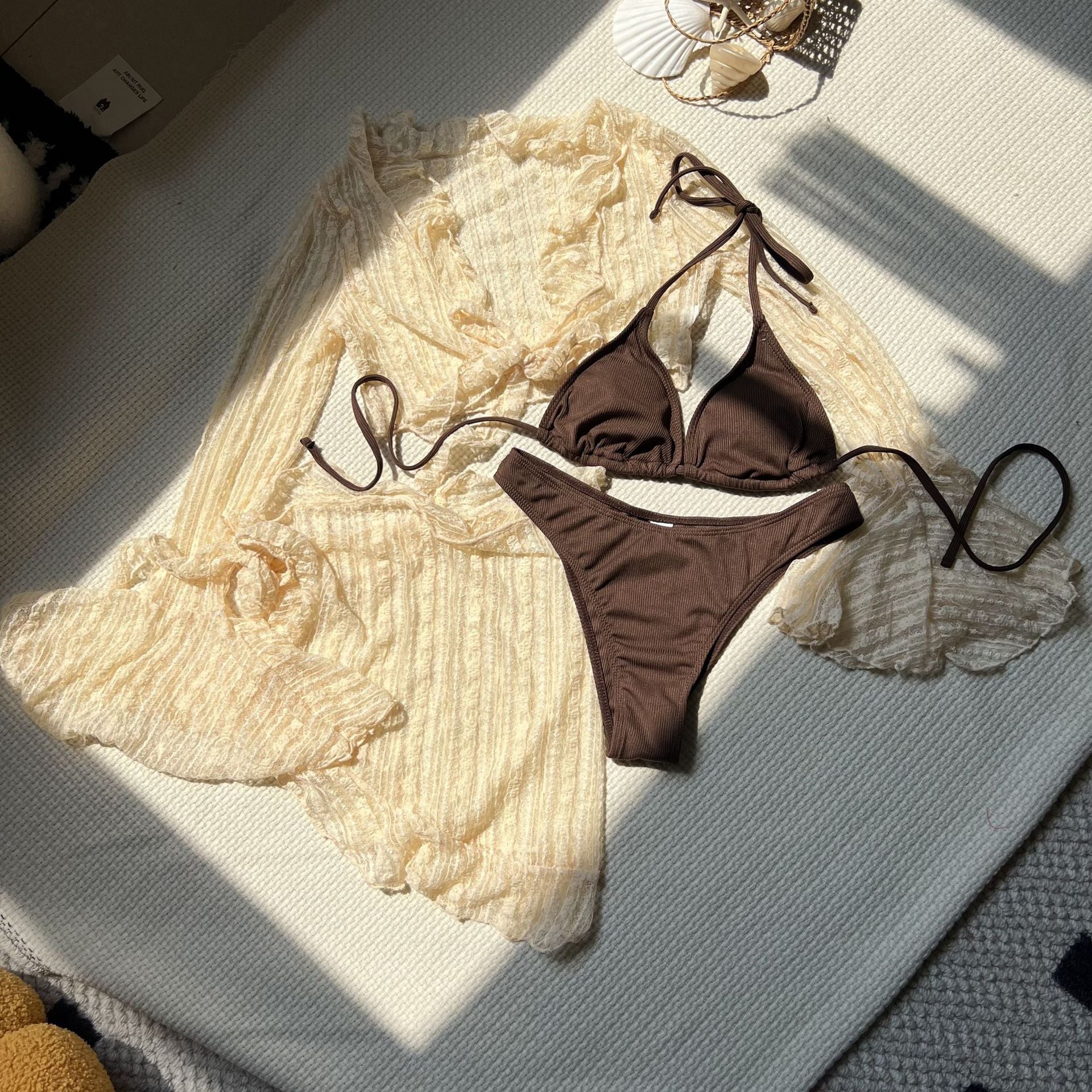 Sexy Lace Mesh Four Piece Swimsuit Bikini
