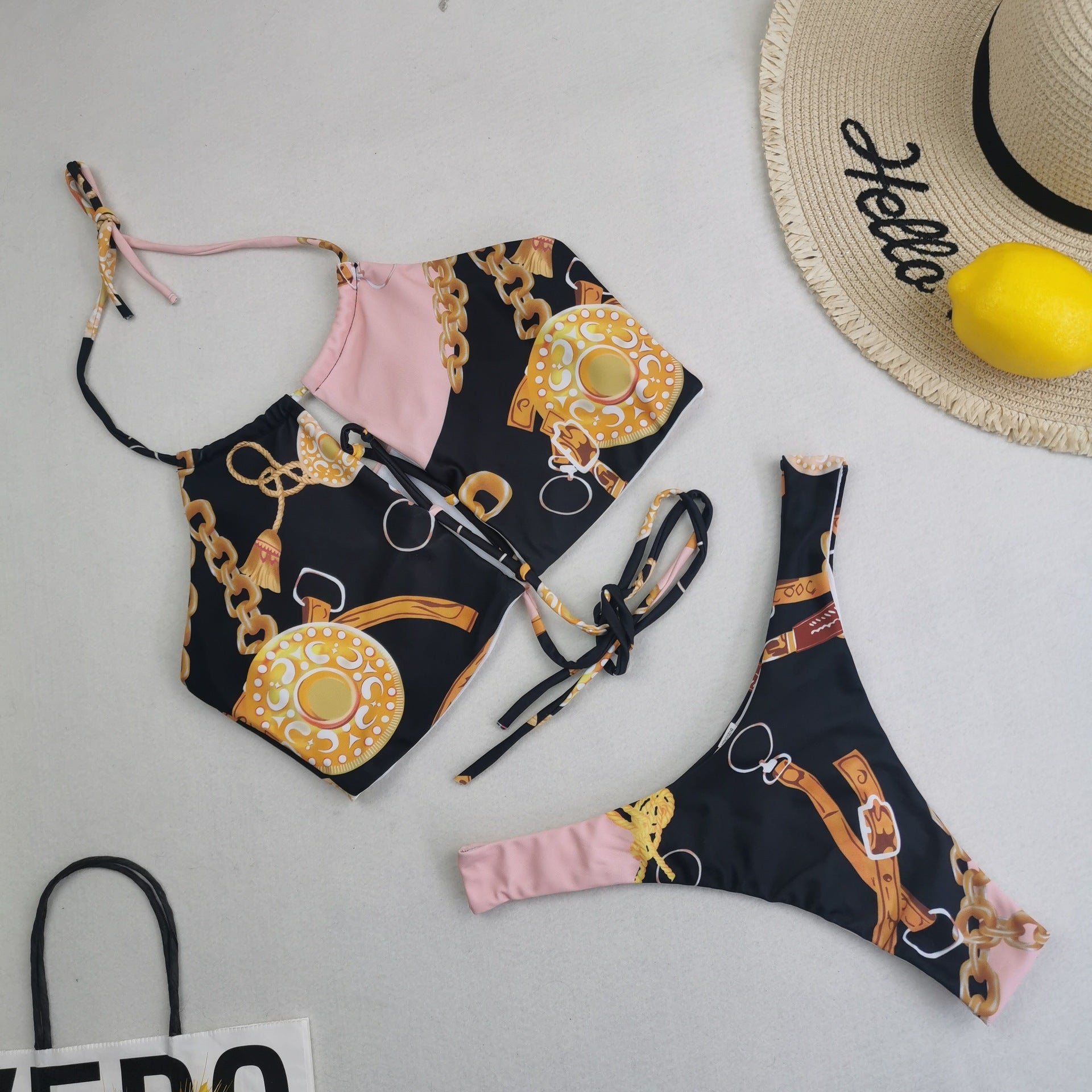 New Bikini Three Piece Swimsuit Women Sexy High Waist Printed Swimsuit Skirt Baroque