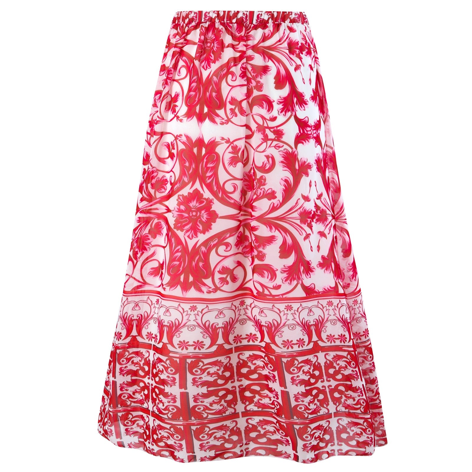 Spring Sexy Swimsuit Women Conservative Warm Printed Swimsuit Wrap Skirt Set