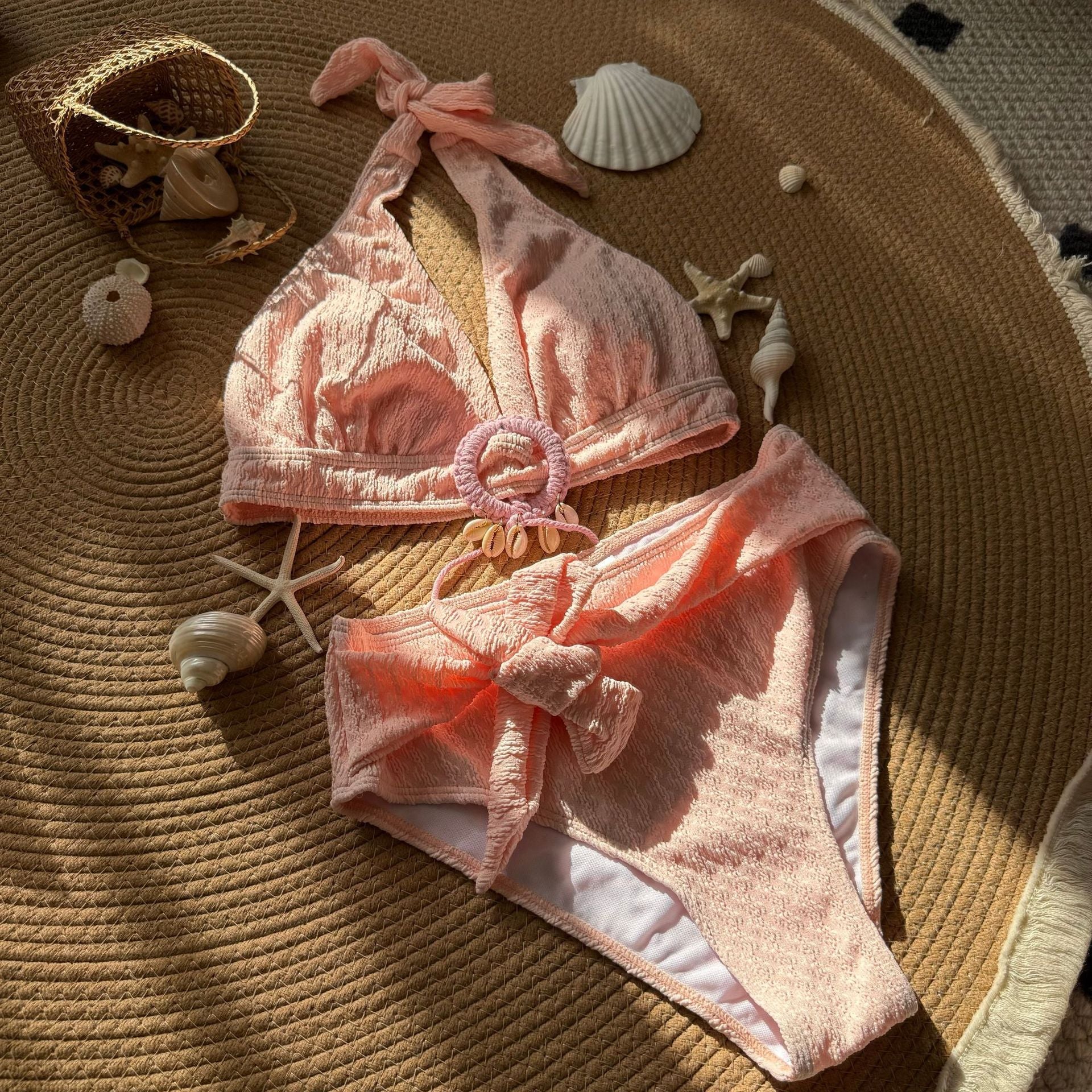 Shell Beach Special Fabric High Waist Split Swimwear