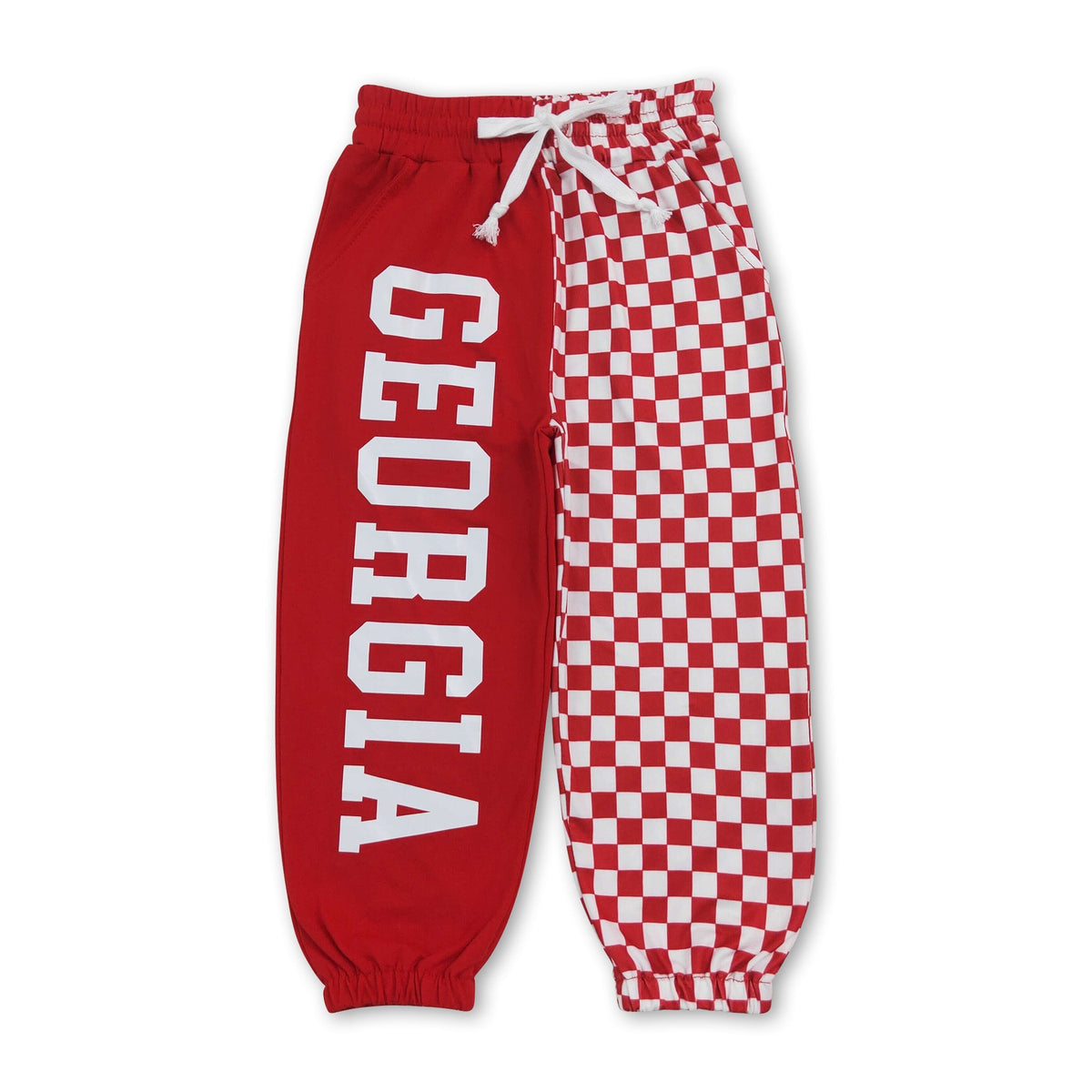 Red G plaid patchwork kids boys team pants
