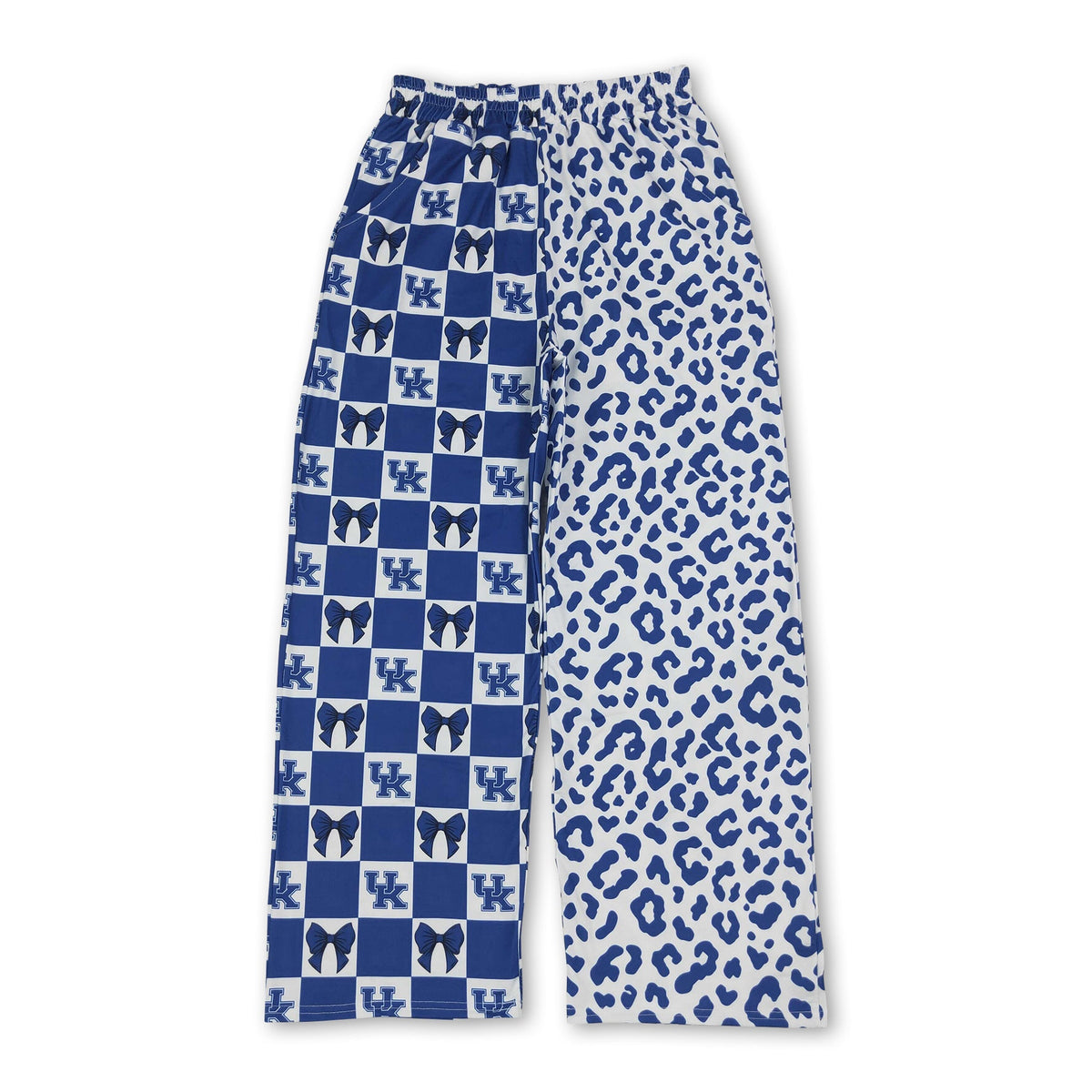 U K blue bow plaid leopard adult women team pants