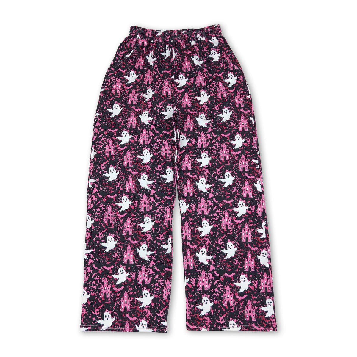Leopard pink ghost bat adult women Halloween pants