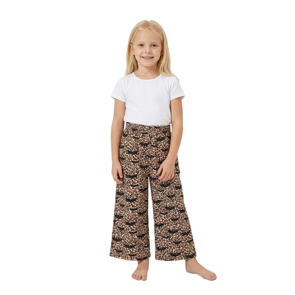 Leopard bat kids girls Halloween pants