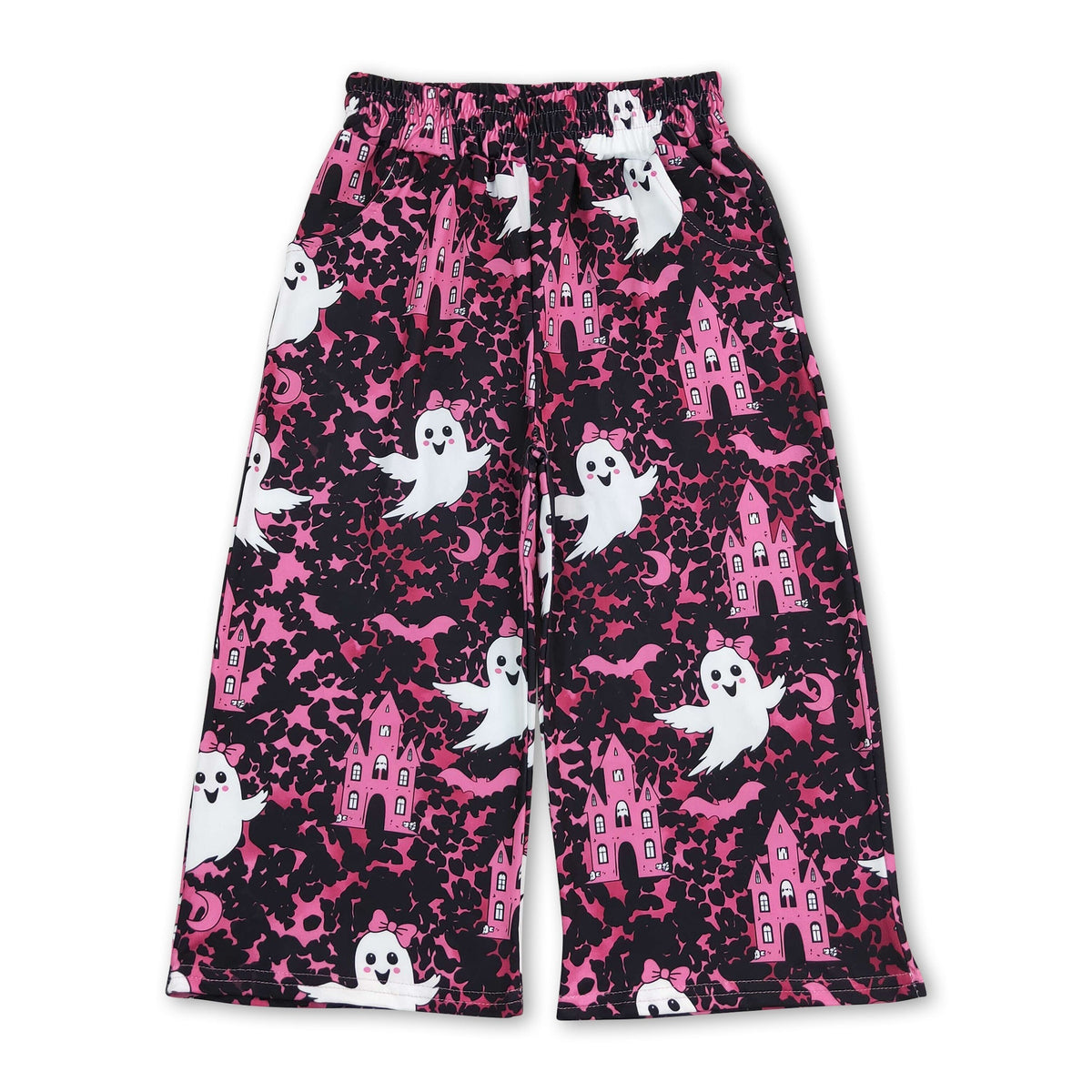 Pink leopard bat ghost kids girls Halloween pants